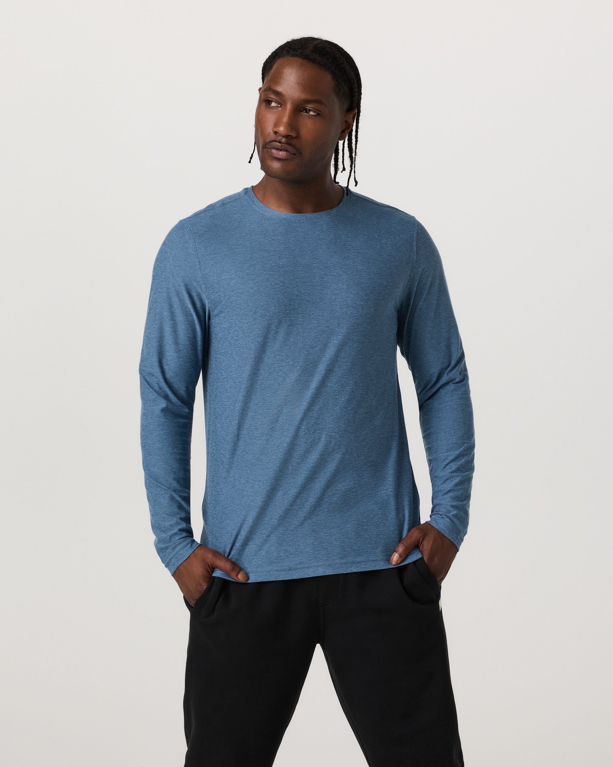 Long Sleeve Strato Tech Tee | Pool Blue Heather