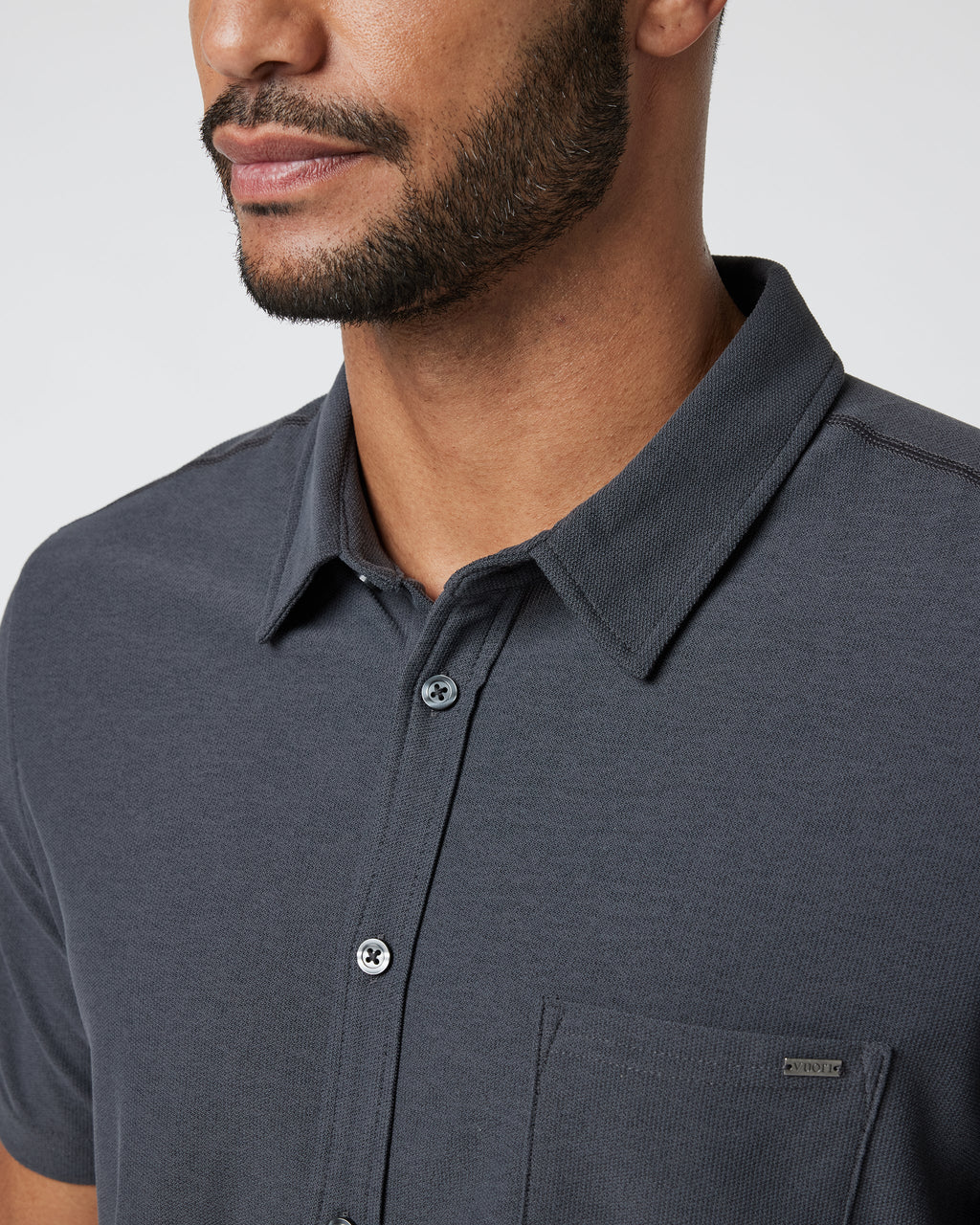 Short Sleeve Ace Button Down | Charcoal