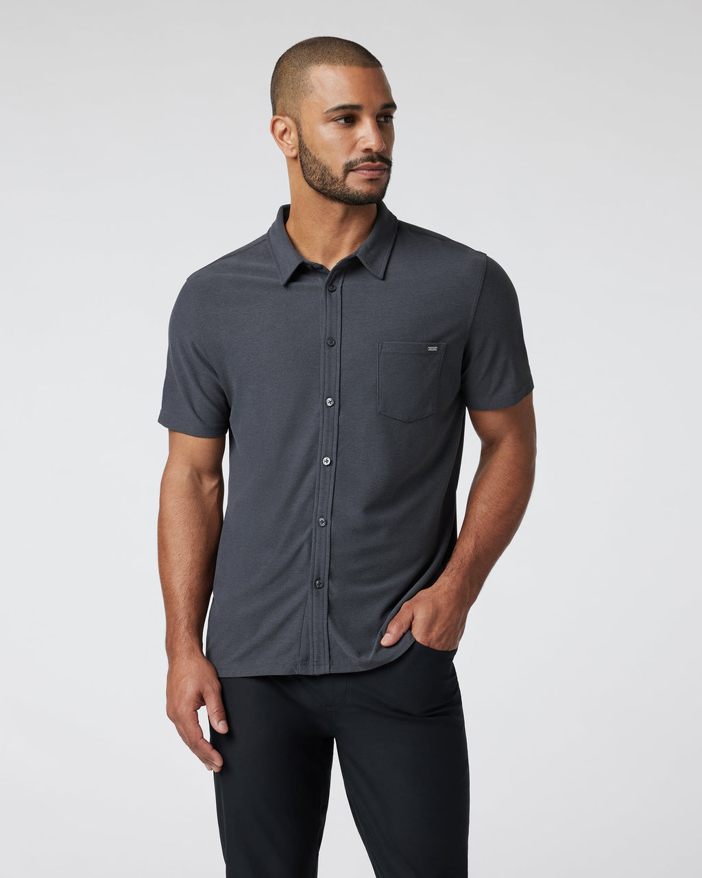 Short Sleeve Ace Button Down | Charcoal