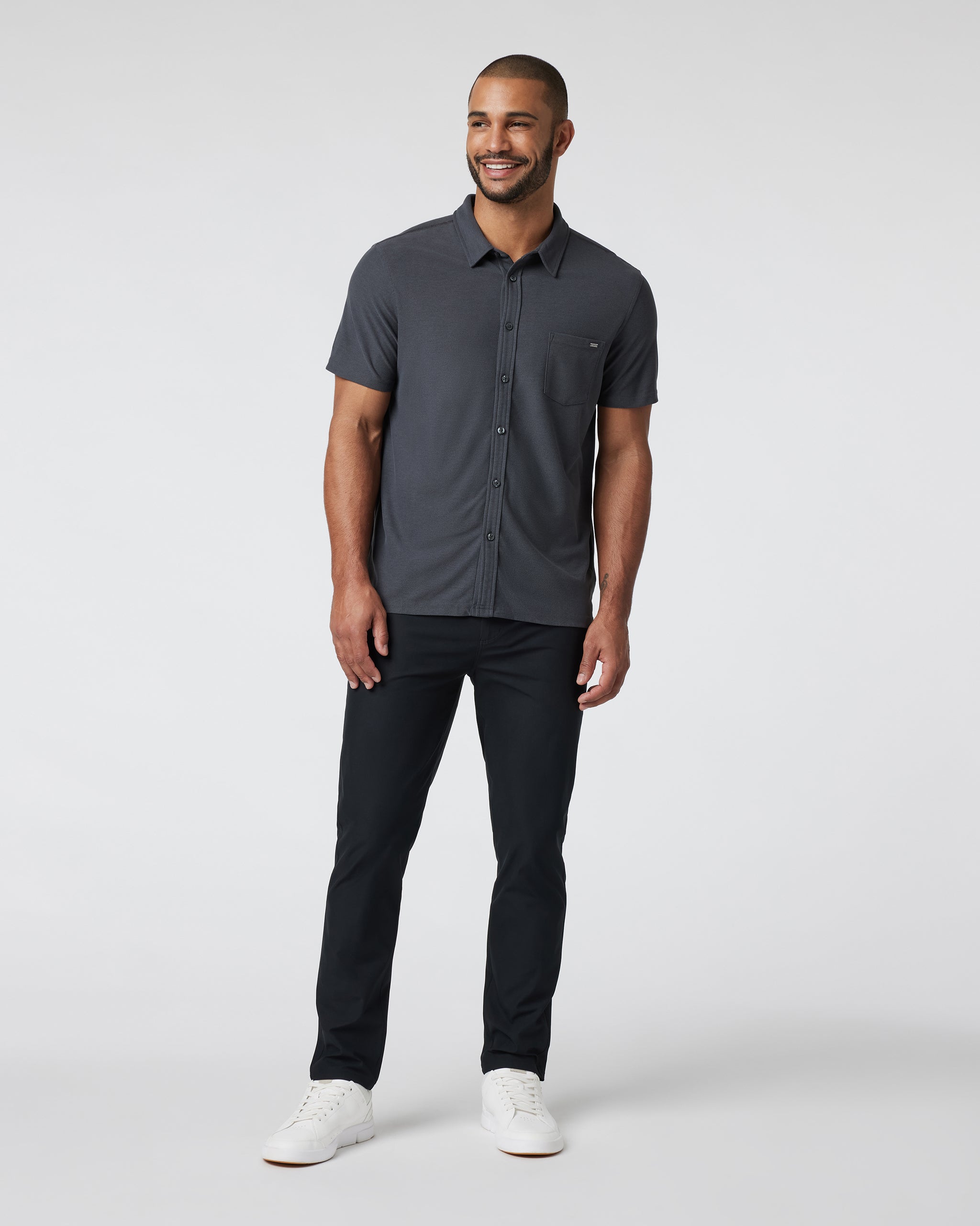 Short Sleeve Ace Button Down | Charcoal