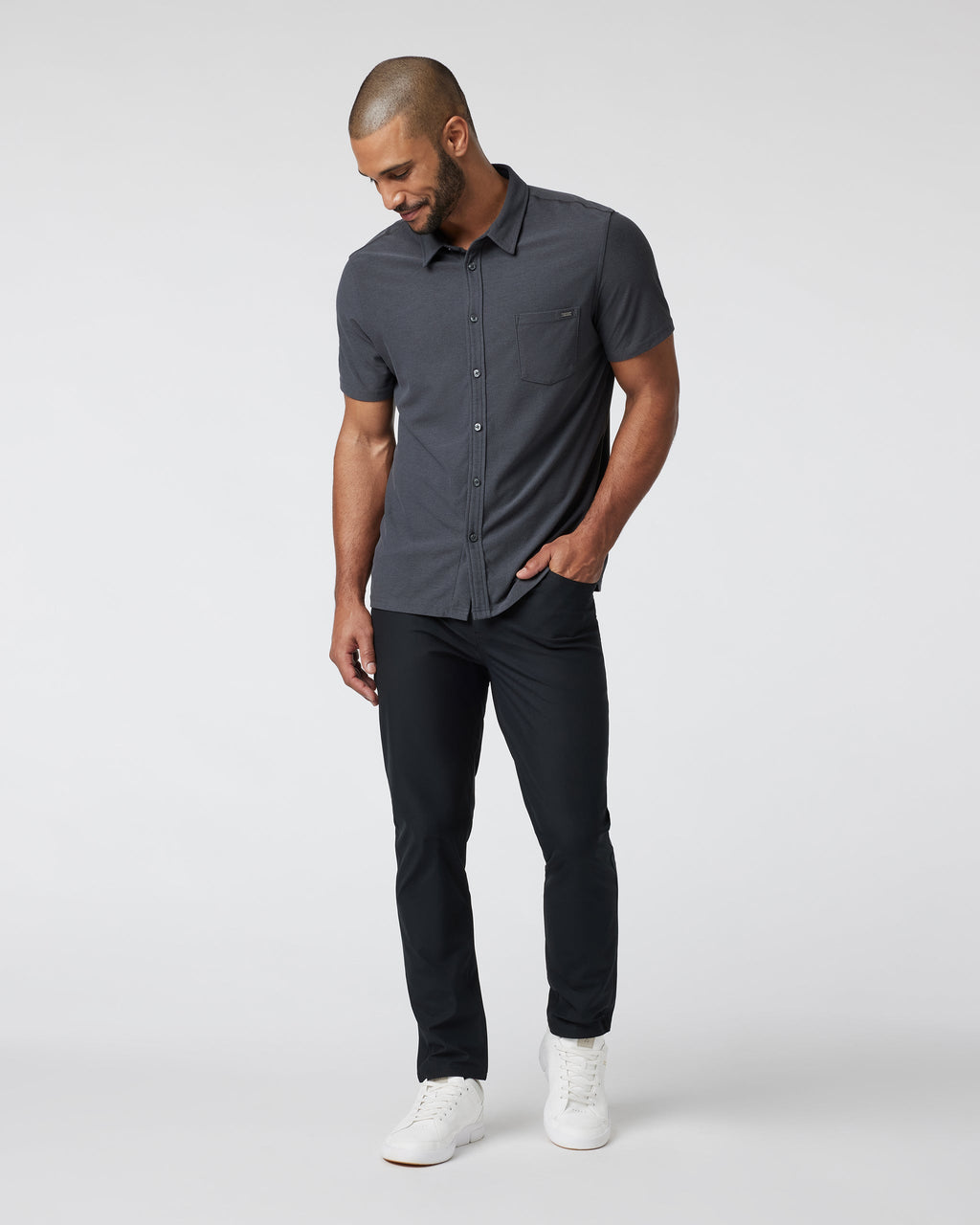 Short Sleeve Ace Button Down | Charcoal