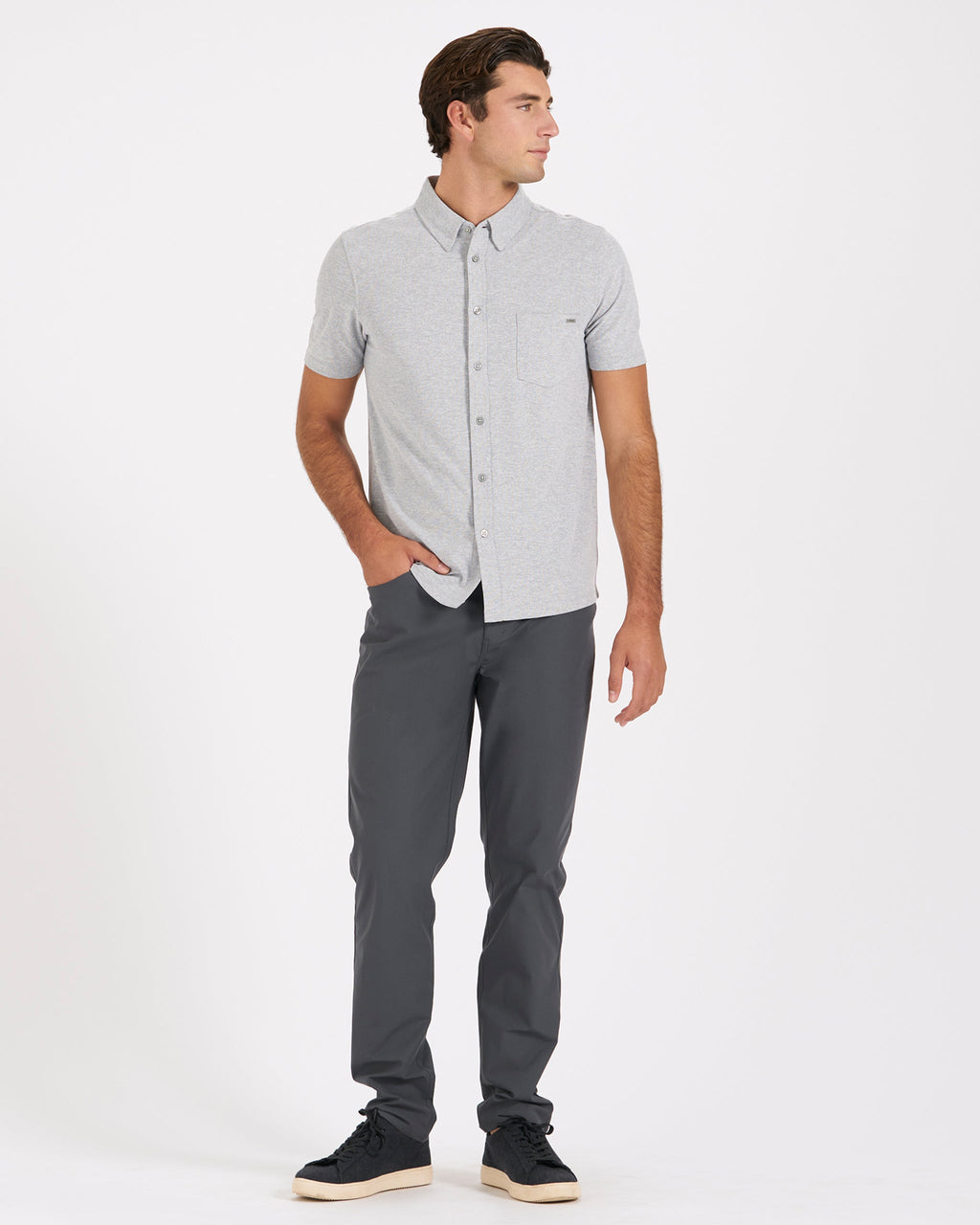 Short Sleeve Ace Button Down | Light Grey