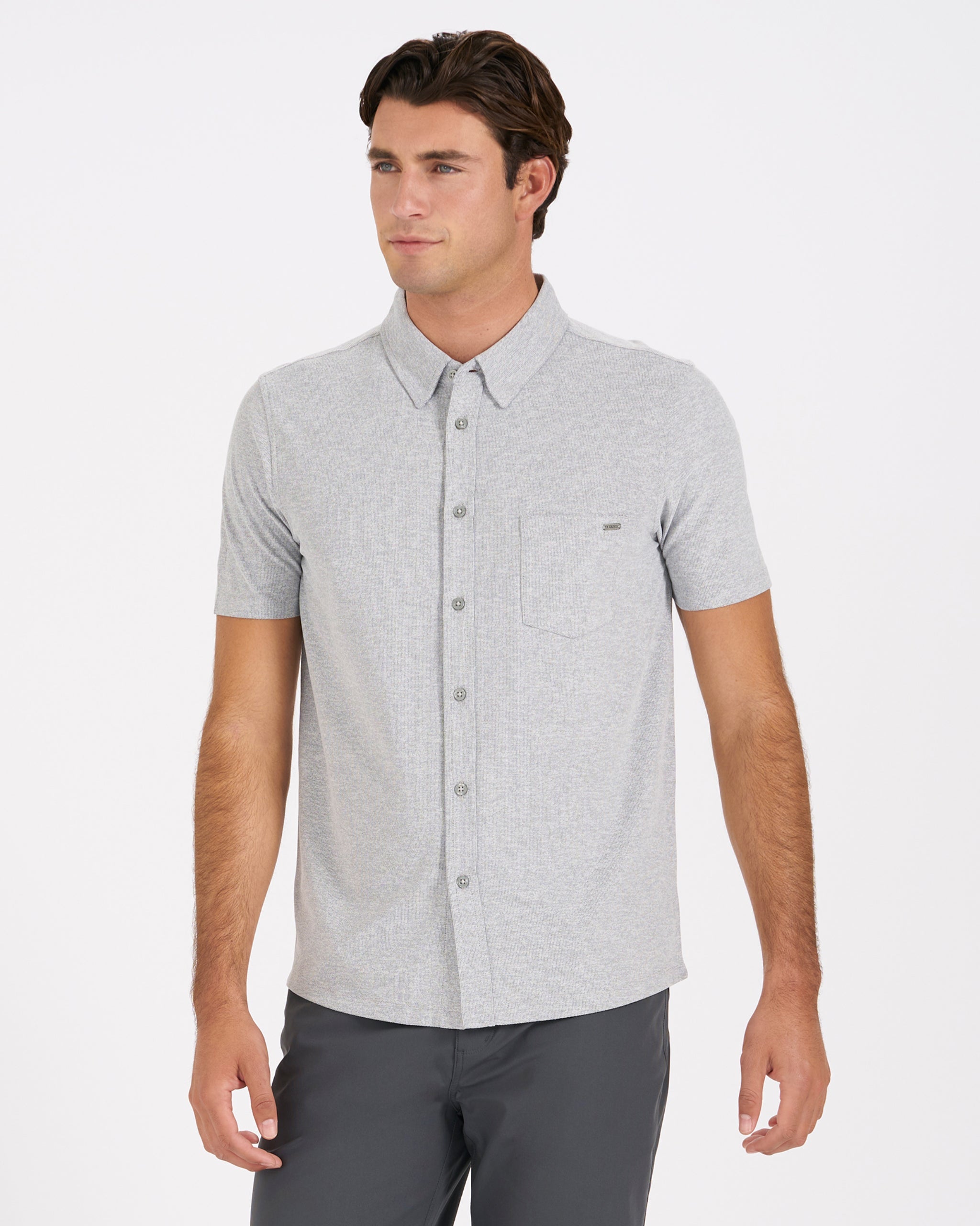 Short Sleeve Ace Button Down | Light Grey