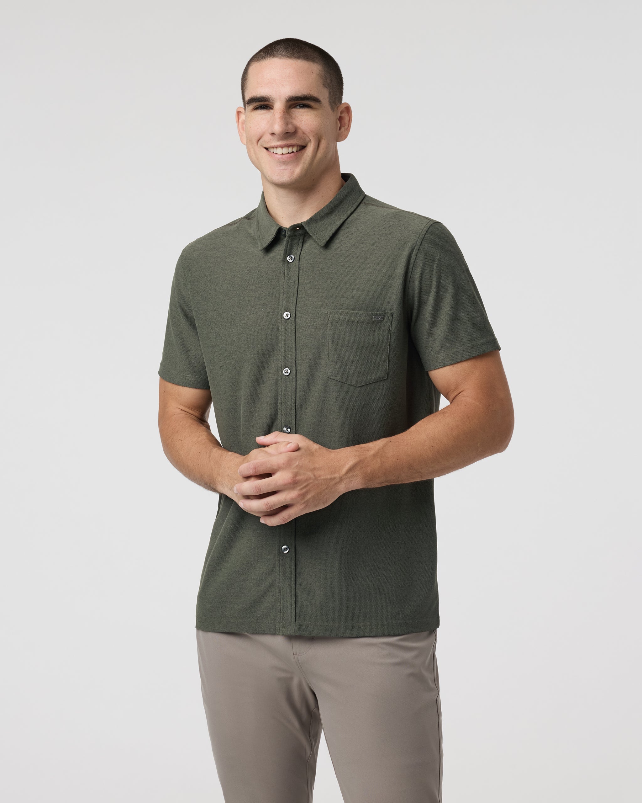 Short Sleeve Ace Button Down | Oregano