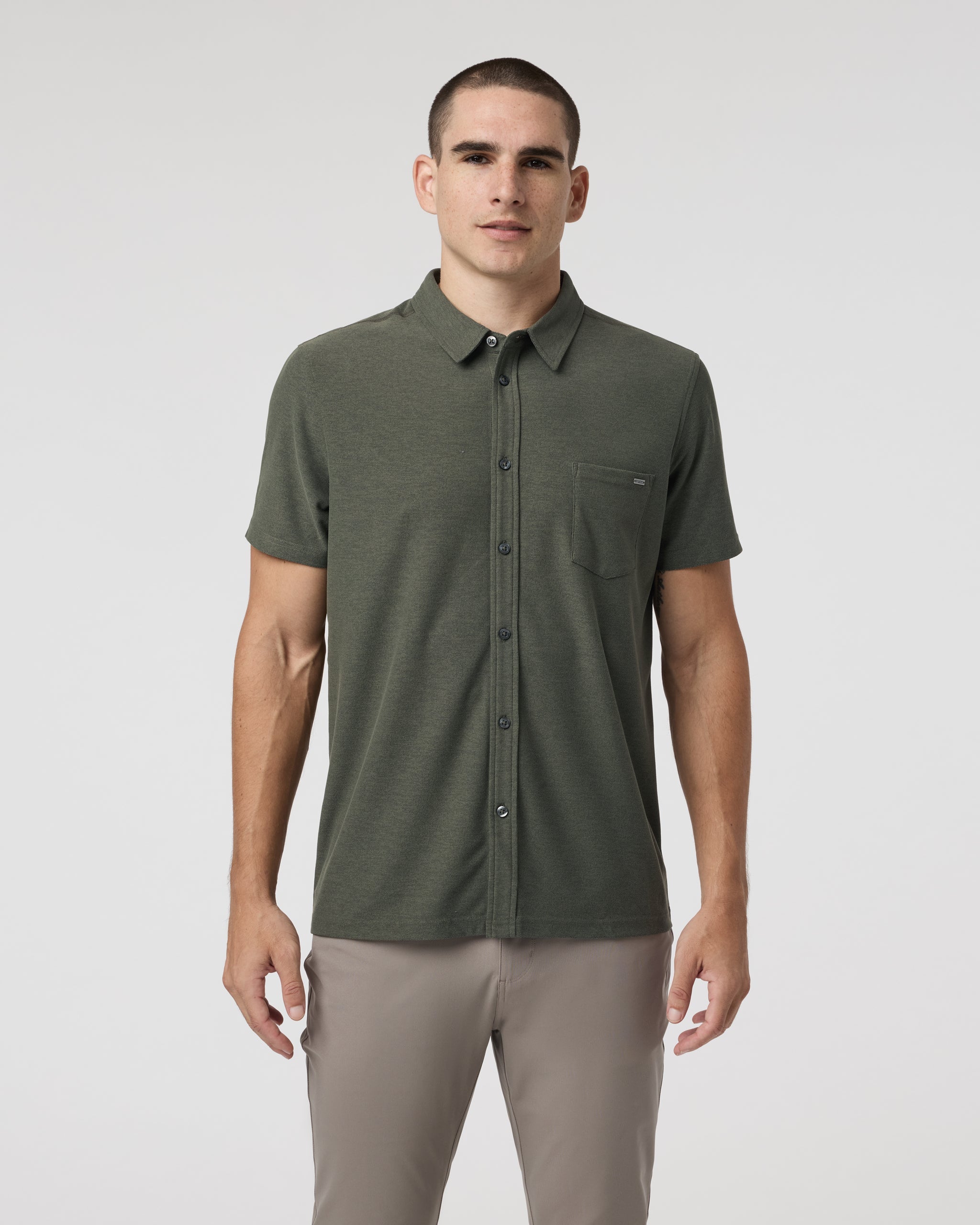 Short Sleeve Ace Button Down | Oregano