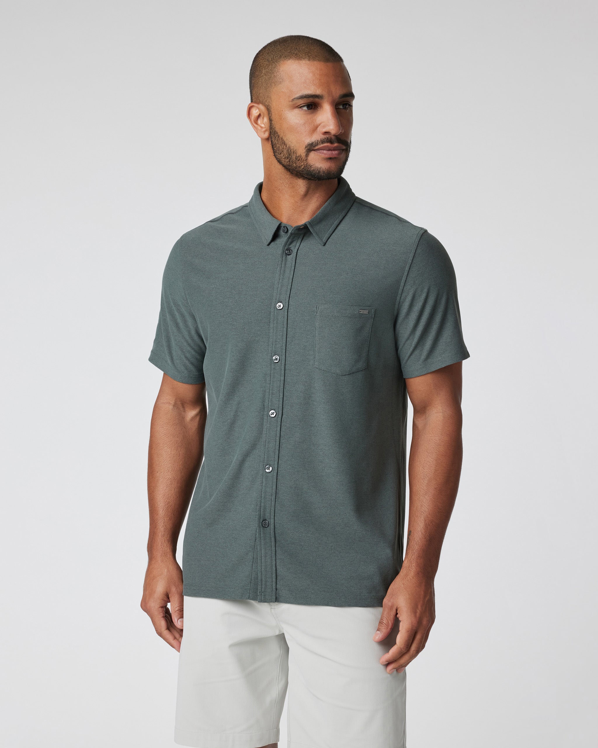 Short-Sleeve Ace Button Down | Smoked Beryl