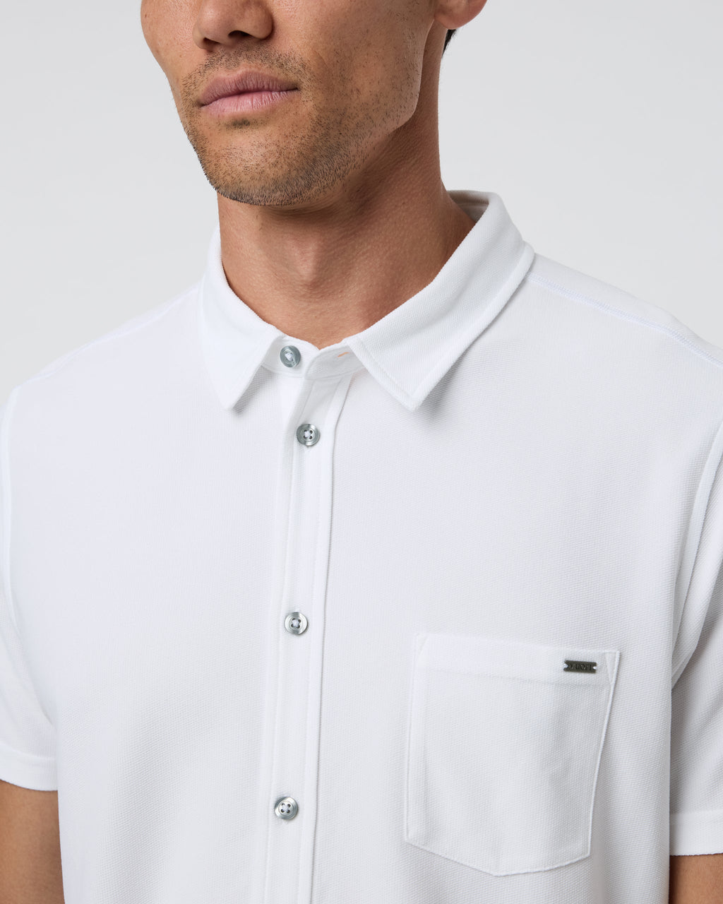 Short Sleeve Ace Button Down | White