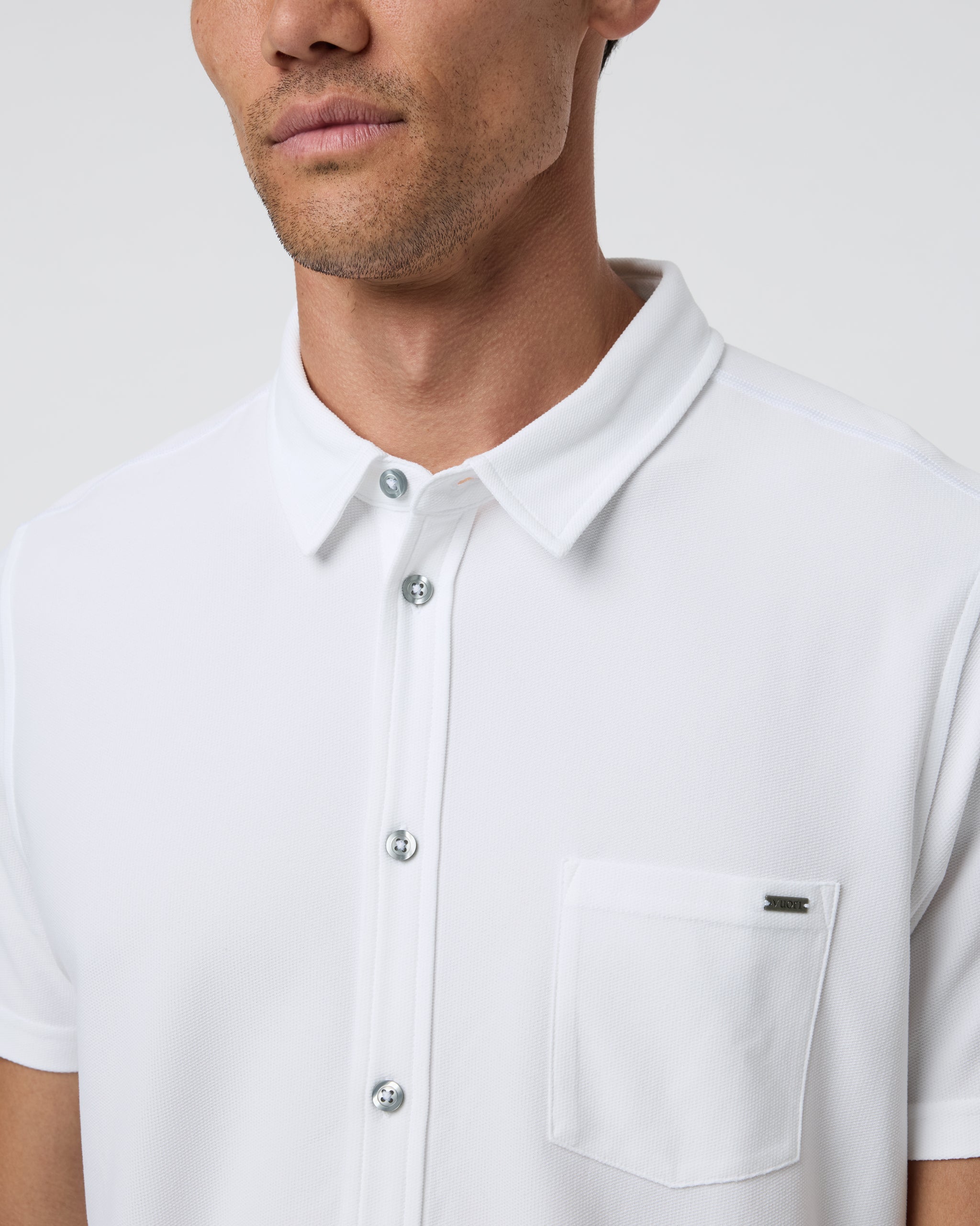 Short Sleeve Ace Button Down | White