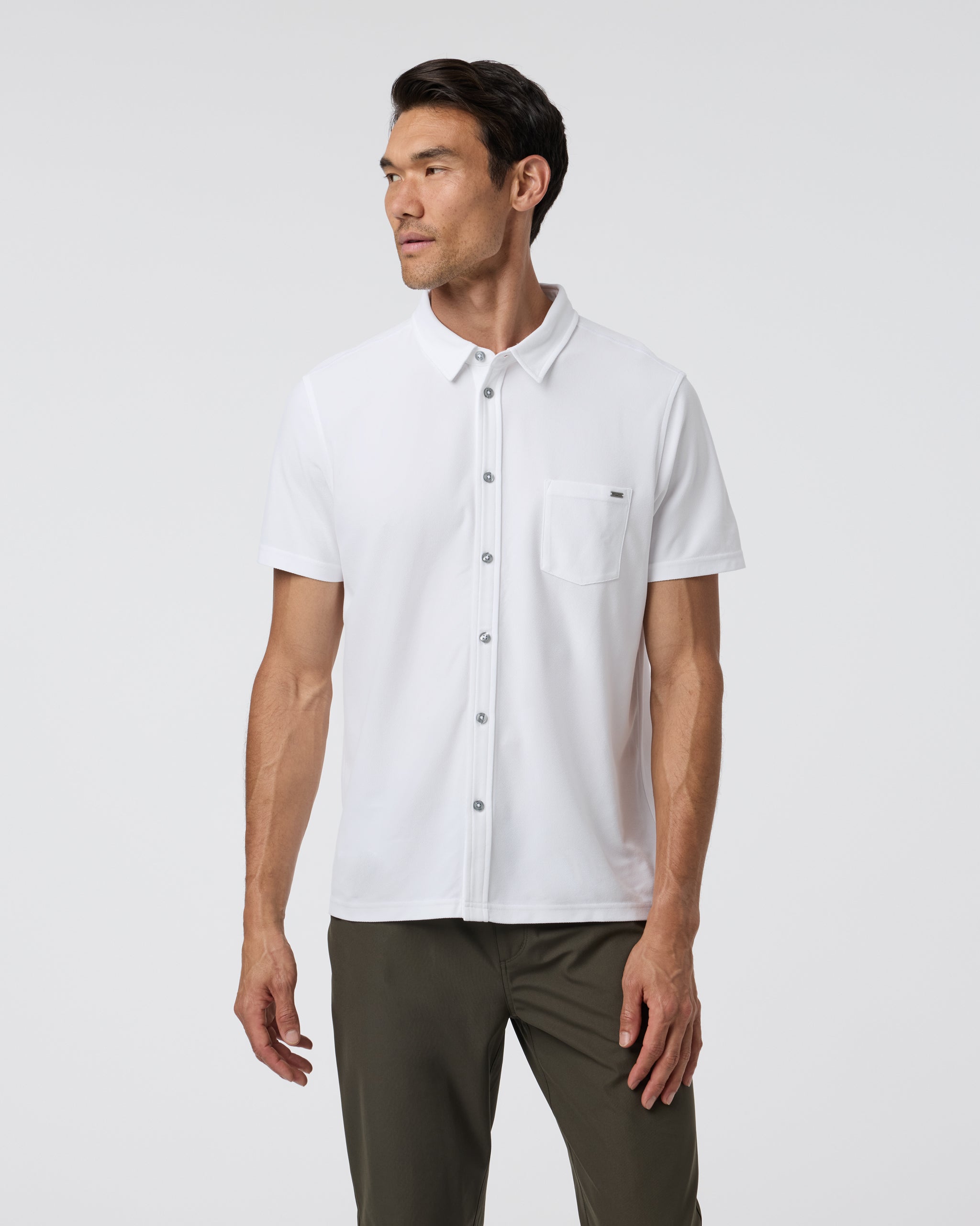 Short Sleeve Ace Button Down | White