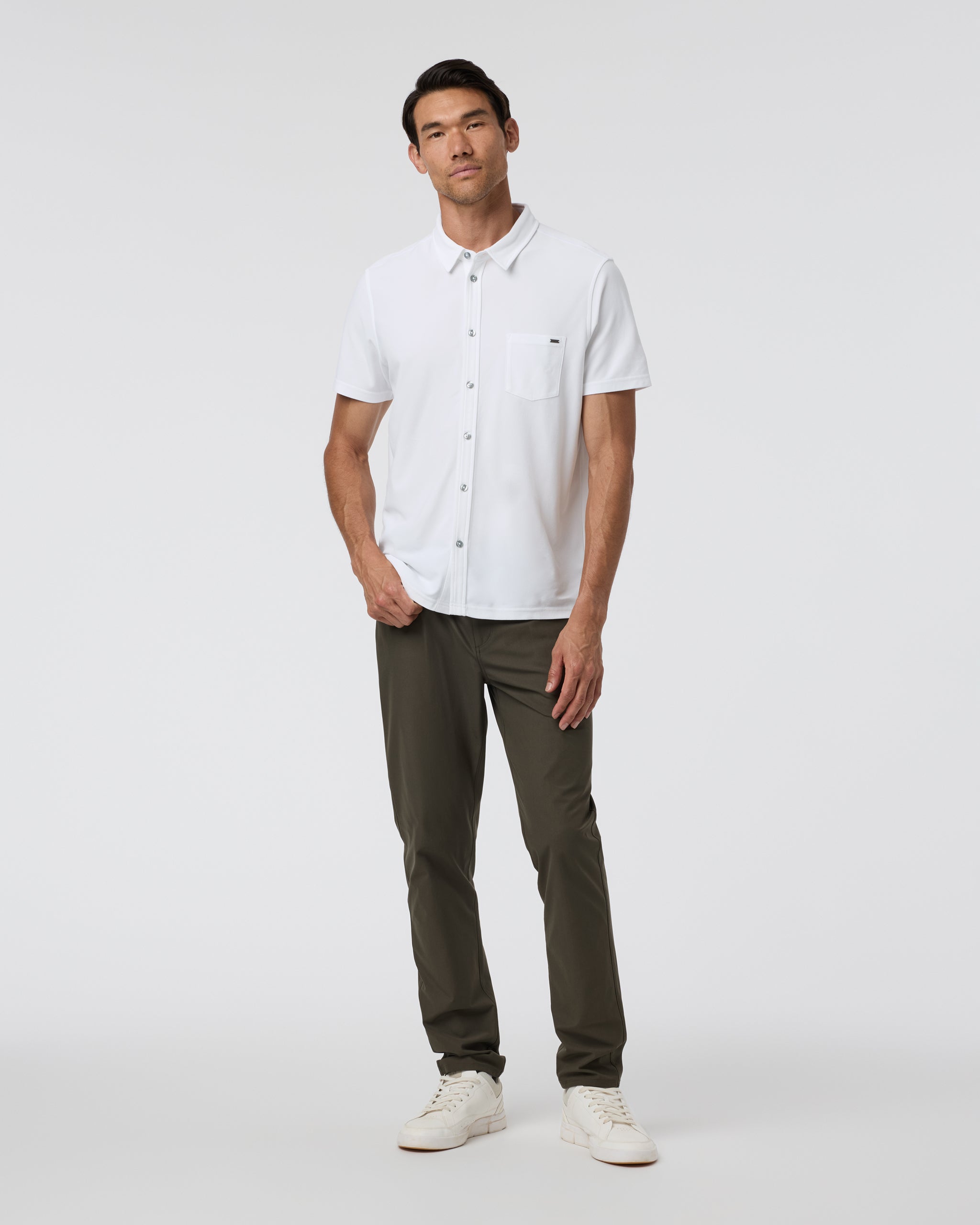 Short Sleeve Ace Button Down | White