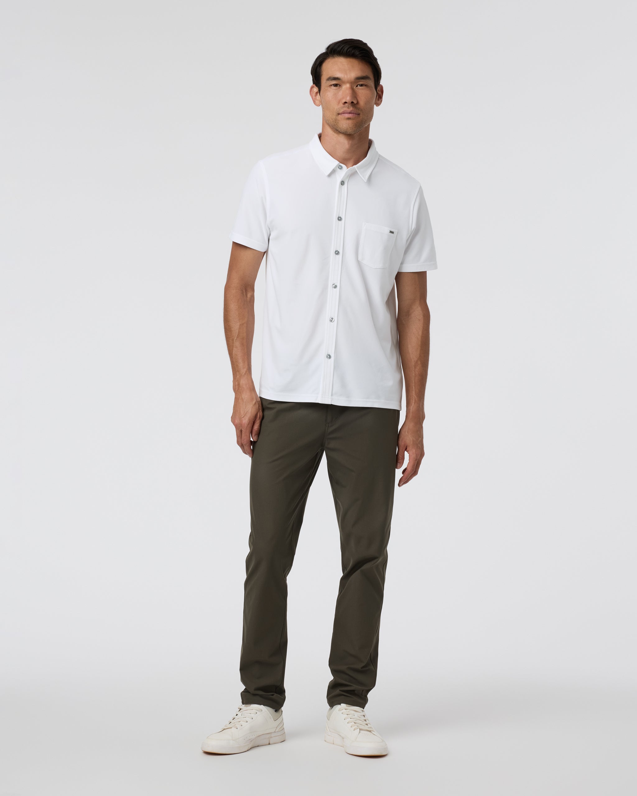 Short Sleeve Ace Button Down | White