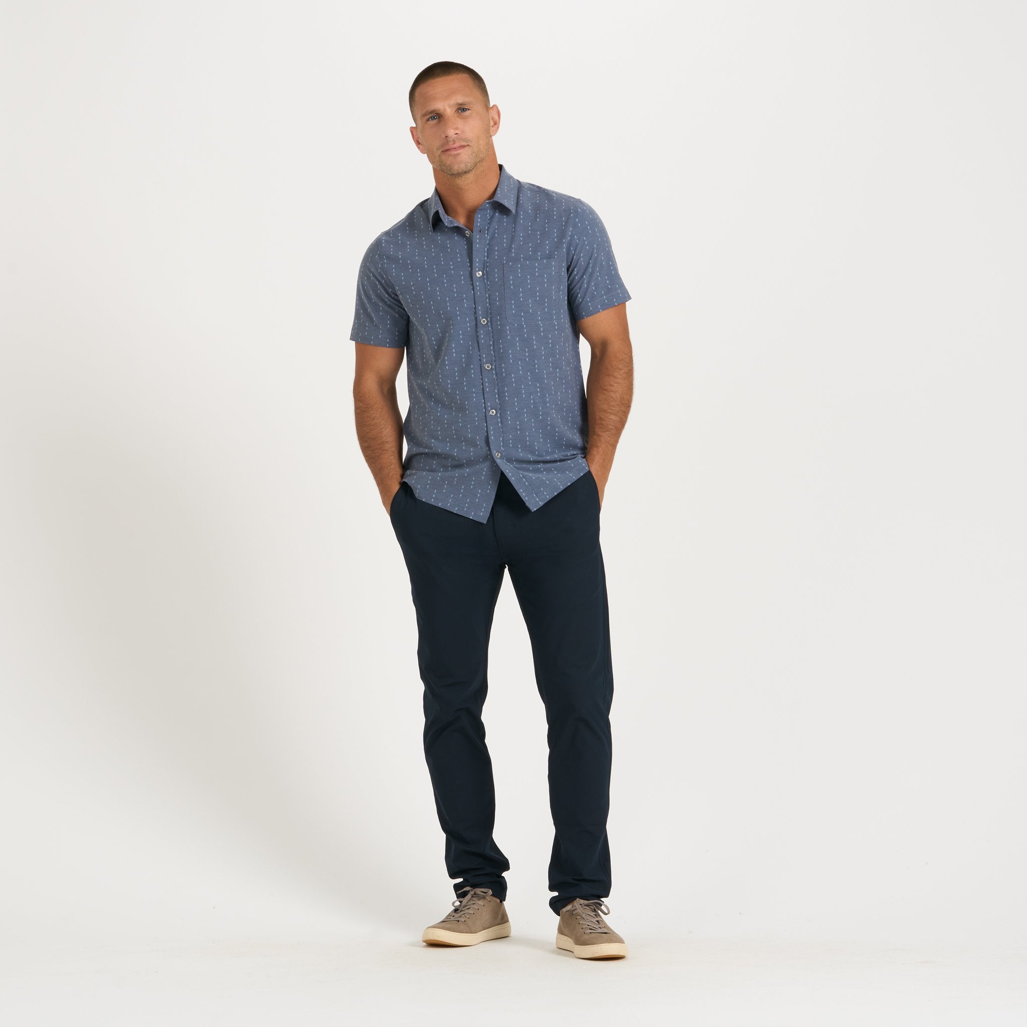 Short-Sleeve Bridge Button Down | Azure Arrows