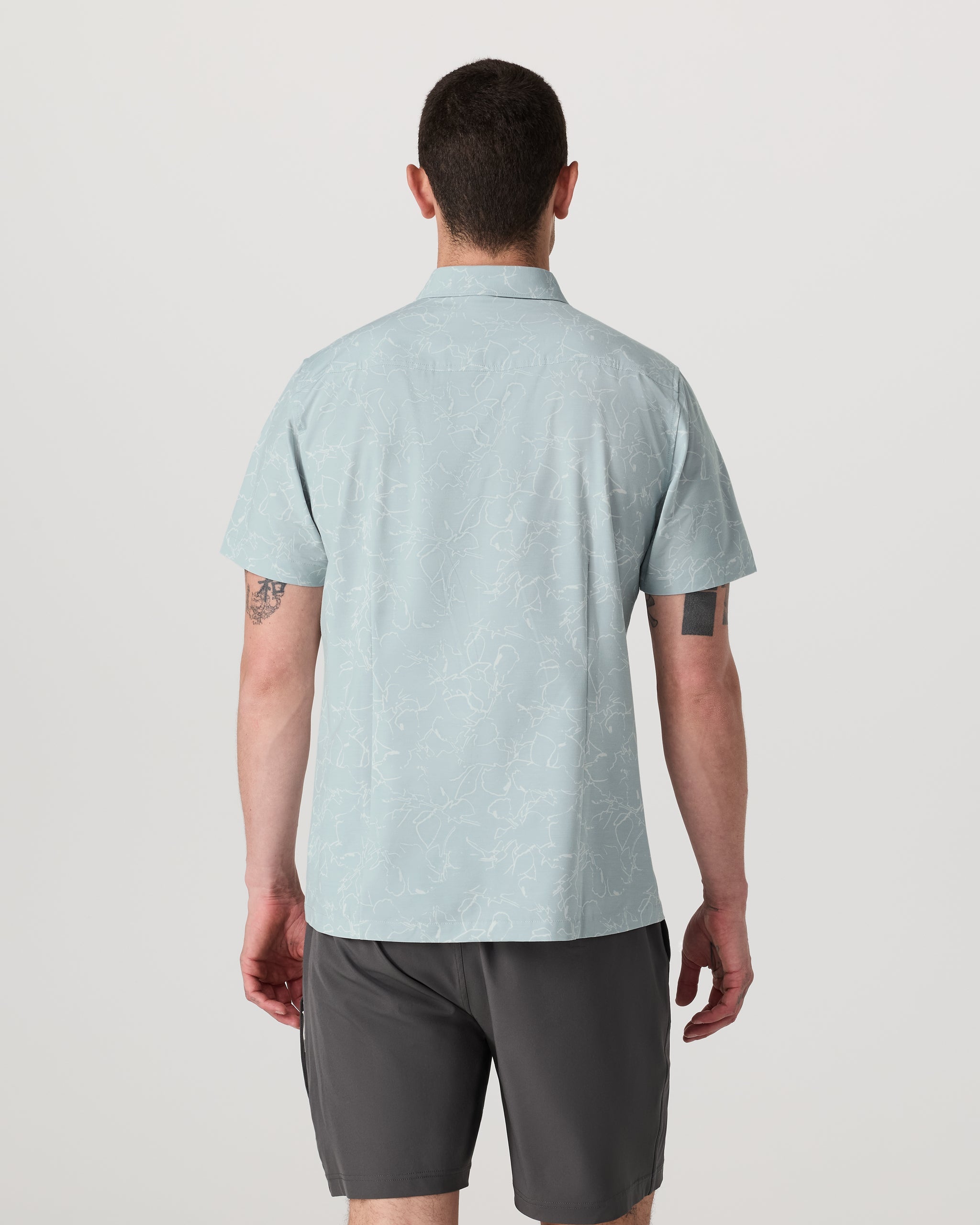 Short Sleeve Bridge Button Down | Chalk Blue Drawn