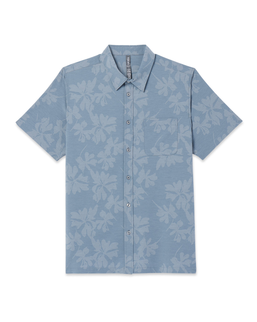Short Sleeve Bridge Button Down | Dusty Blue Plumeria