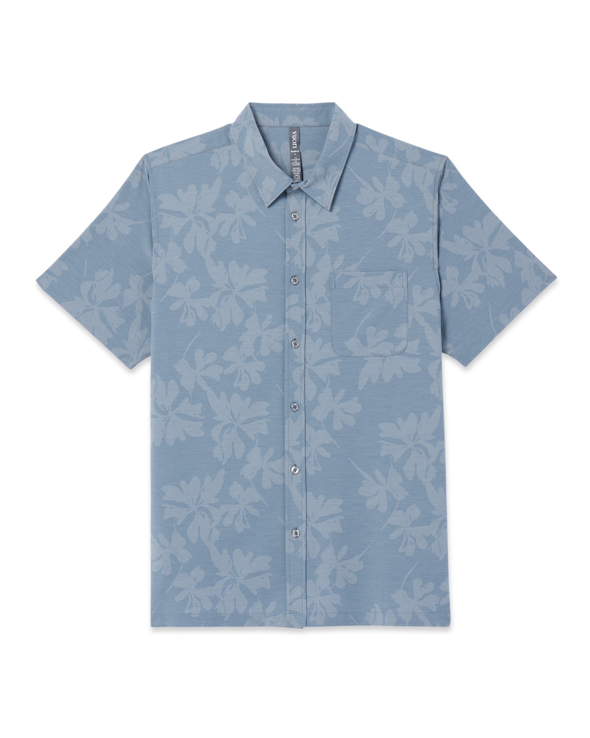 Short Sleeve Bridge Button Down | Dusty Blue Plumeria