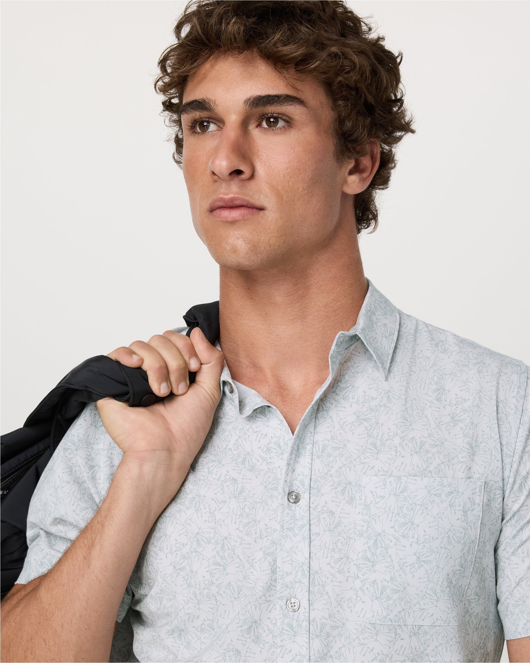 Short Sleeve Bridge Button Down | Frost Grey Water Lily