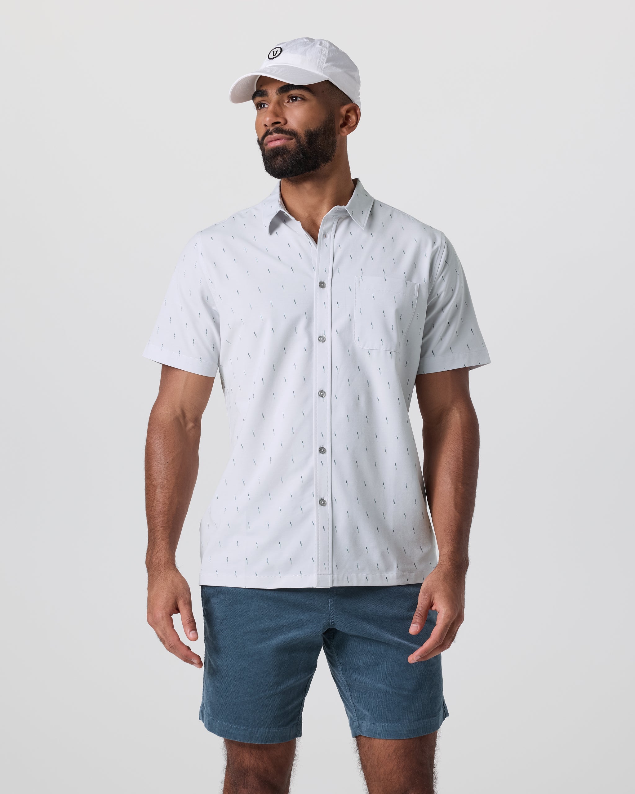 Short Sleeve Bridge Button Down | Frost Grey Triple
