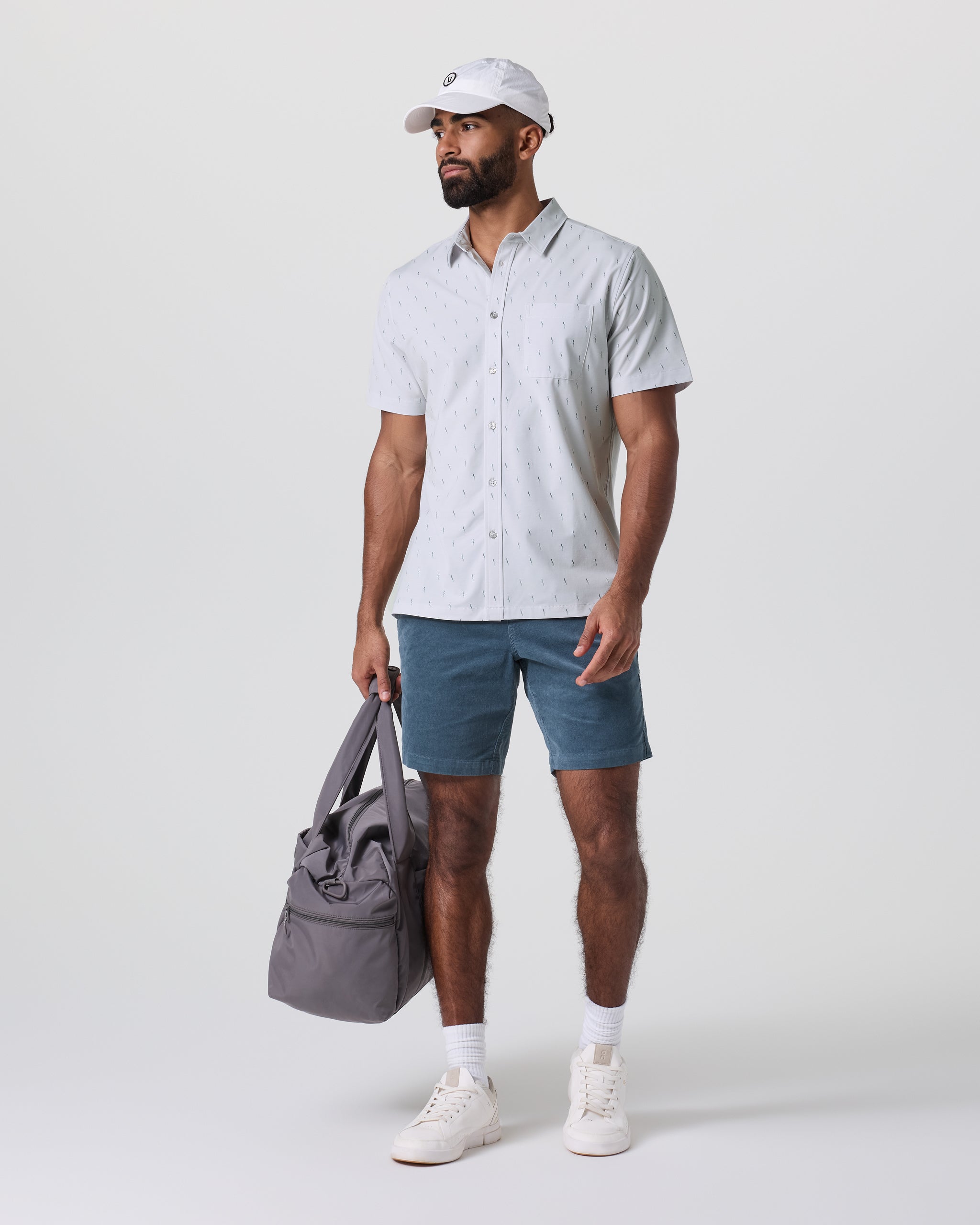 Short Sleeve Bridge Button Down | Frost Grey Triple