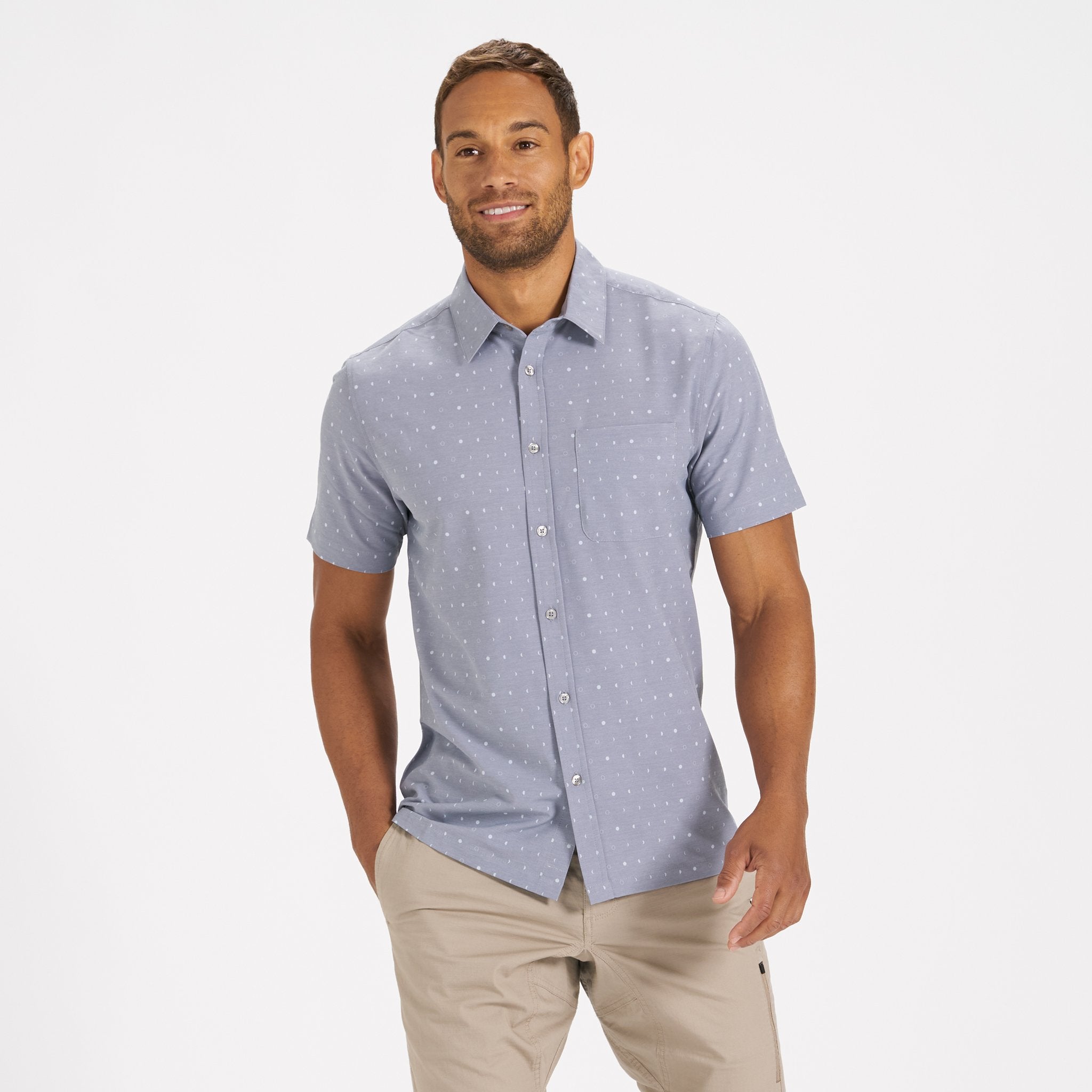 Short-Sleeve Bridge Button Down | Grey Moon Phase