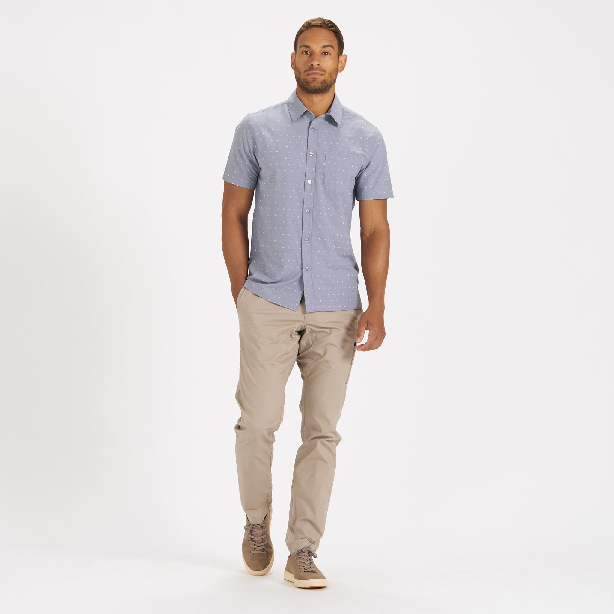 Short-Sleeve Bridge Button Down | Grey Moon Phase