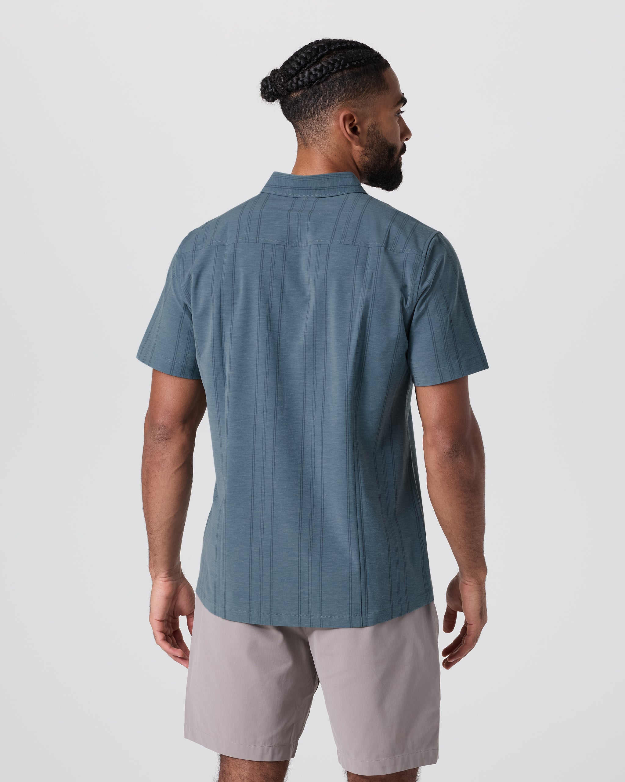 Short Sleeve Bridge Button Down | Light Deep Sea Stripe