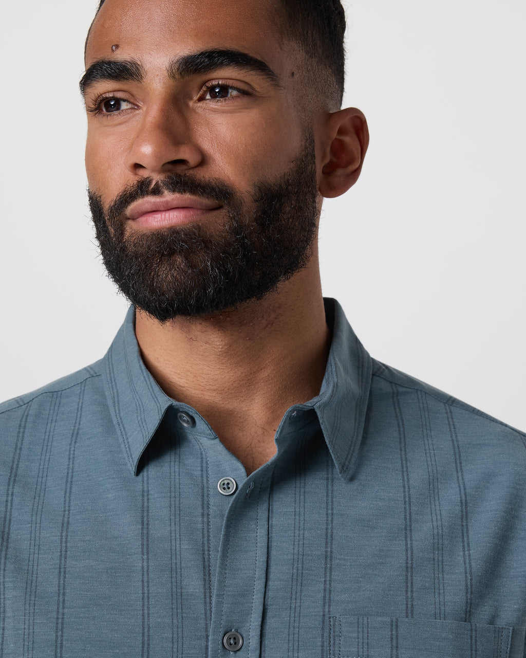 Short Sleeve Bridge Button Down | Light Deep Sea Stripe