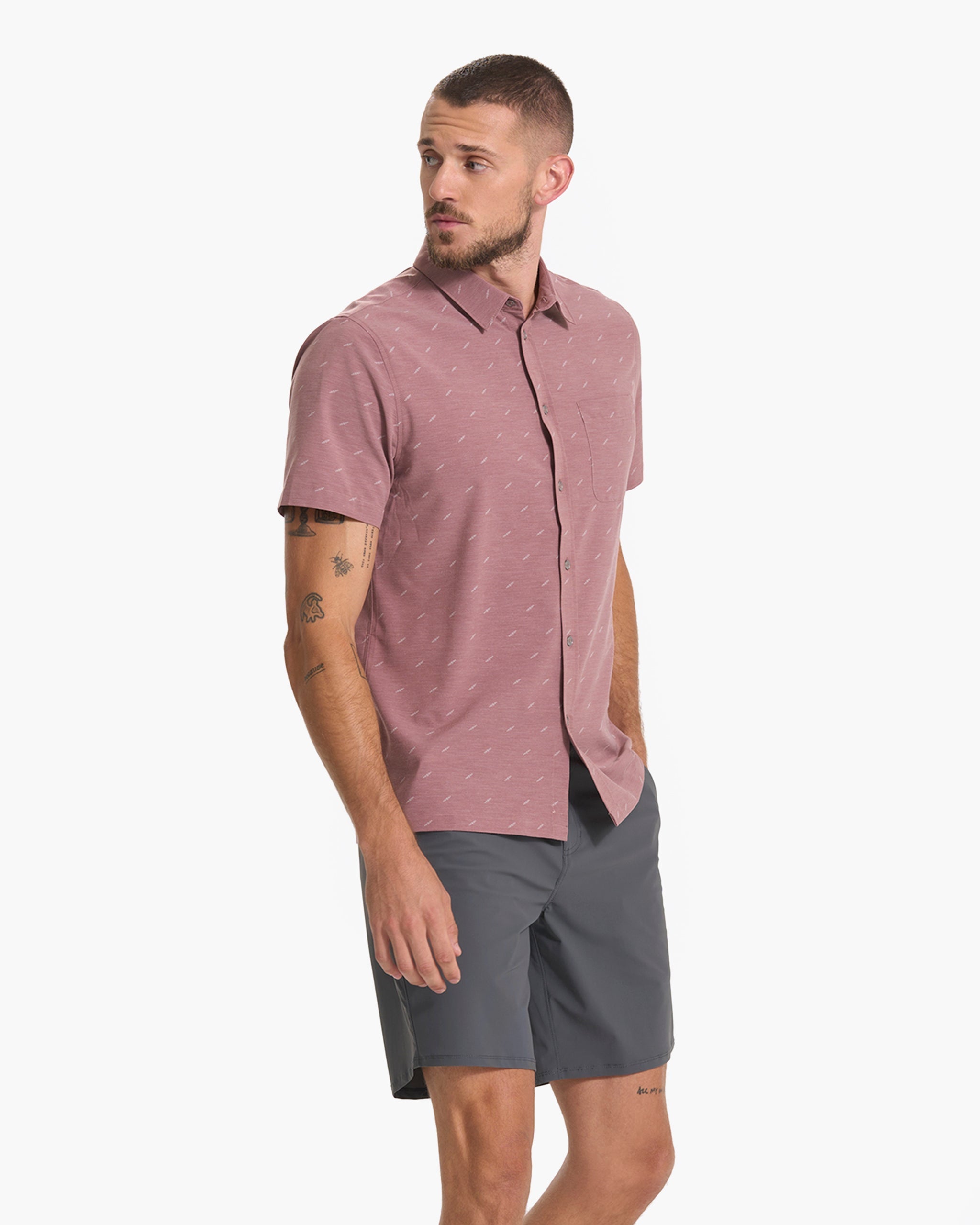 Short Sleeve Bridge Button Down | Light Terracotta Dagger