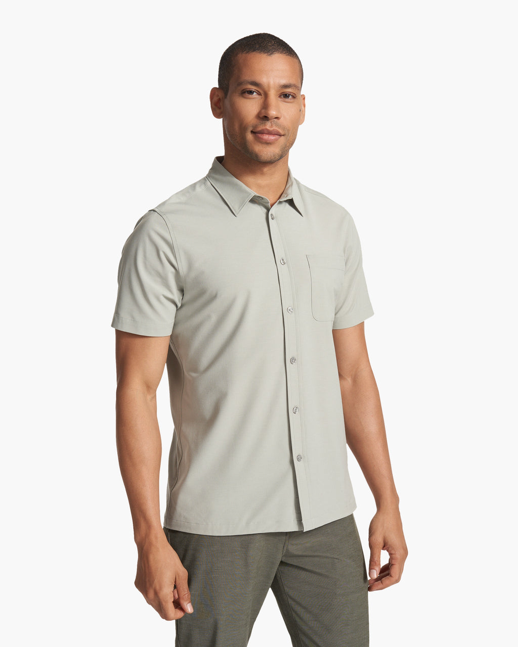 Short Sleeve Bridge Button Down | White Sage