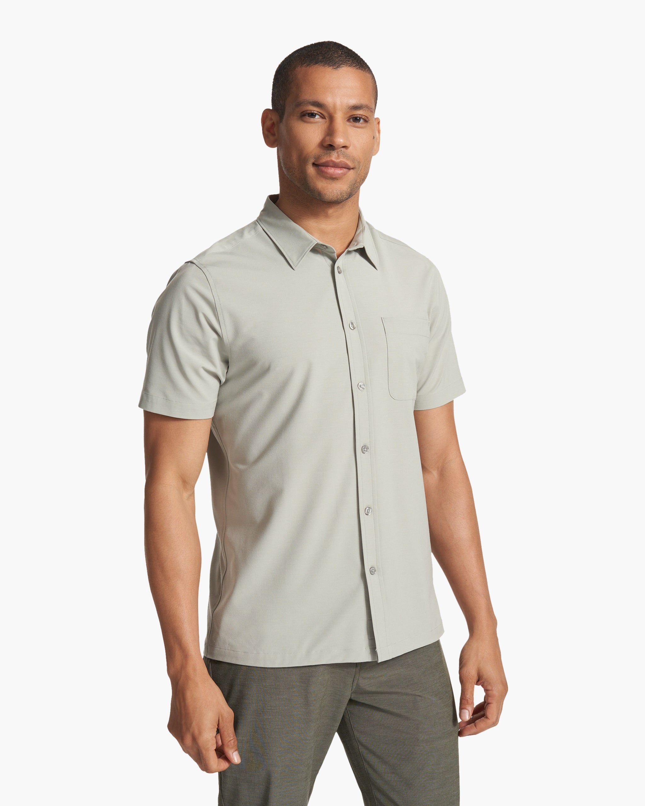 Short Sleeve Bridge Button Down | White Sage
