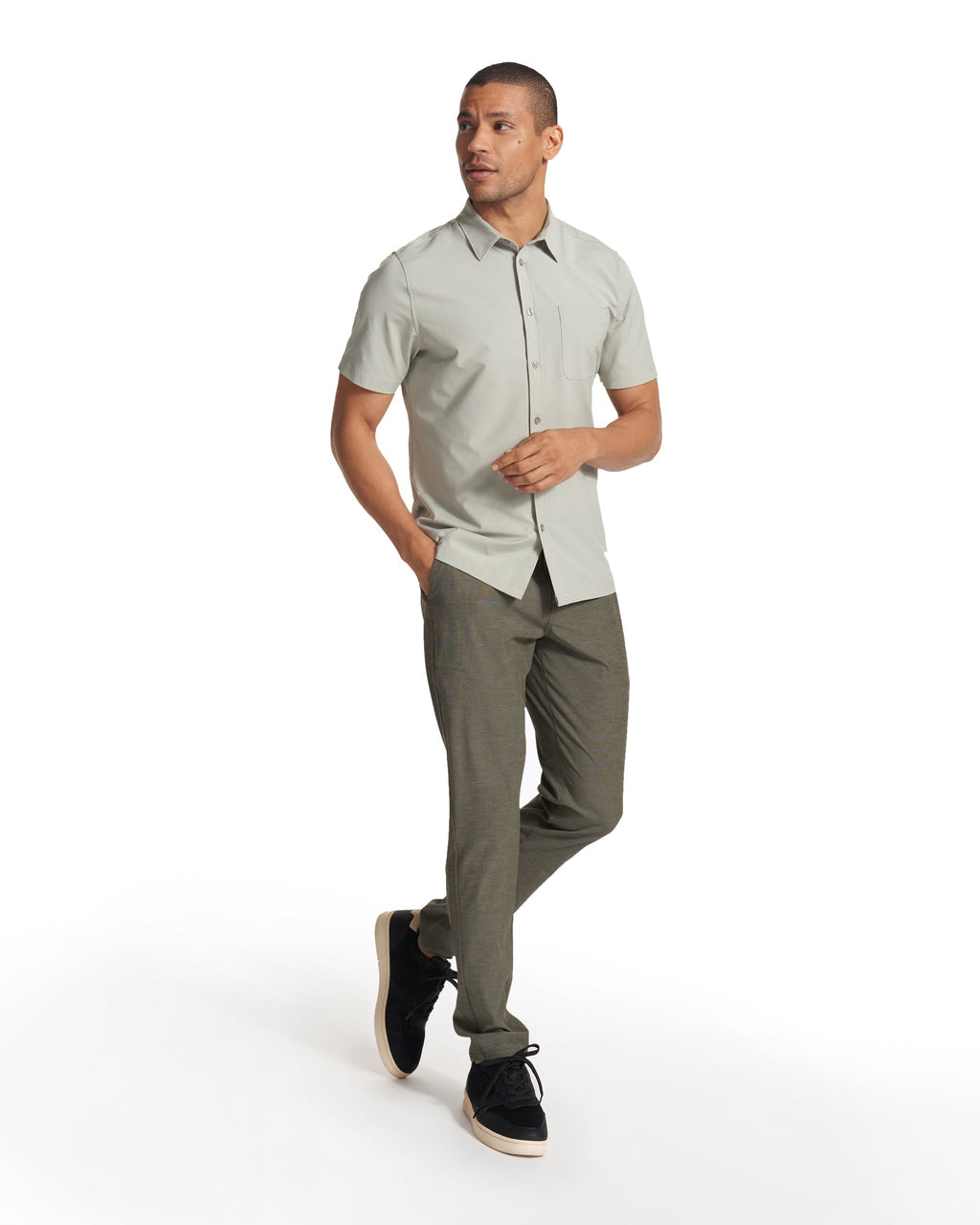 Short Sleeve Bridge Button Down | White Sage