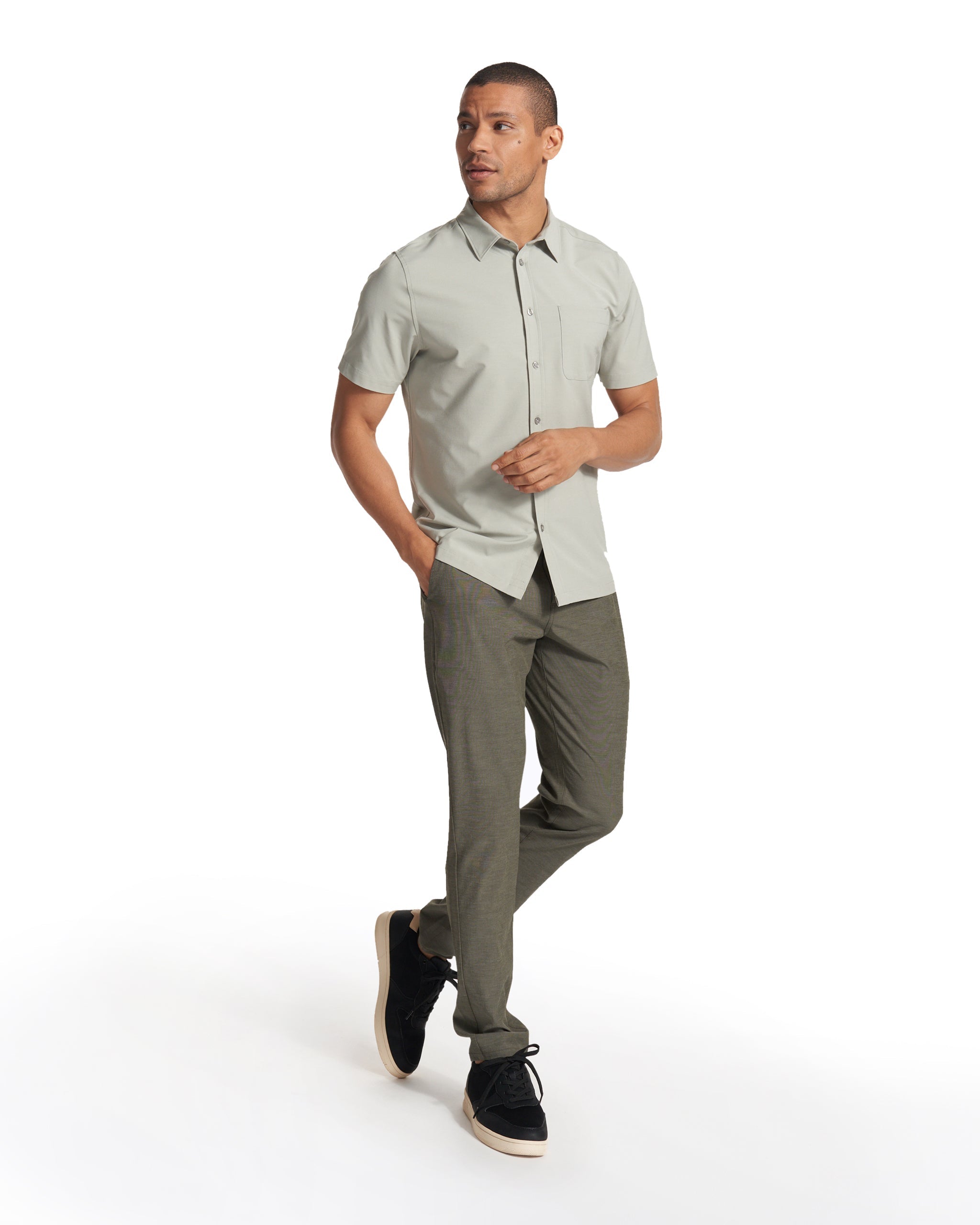 Short Sleeve Bridge Button Down | White Sage