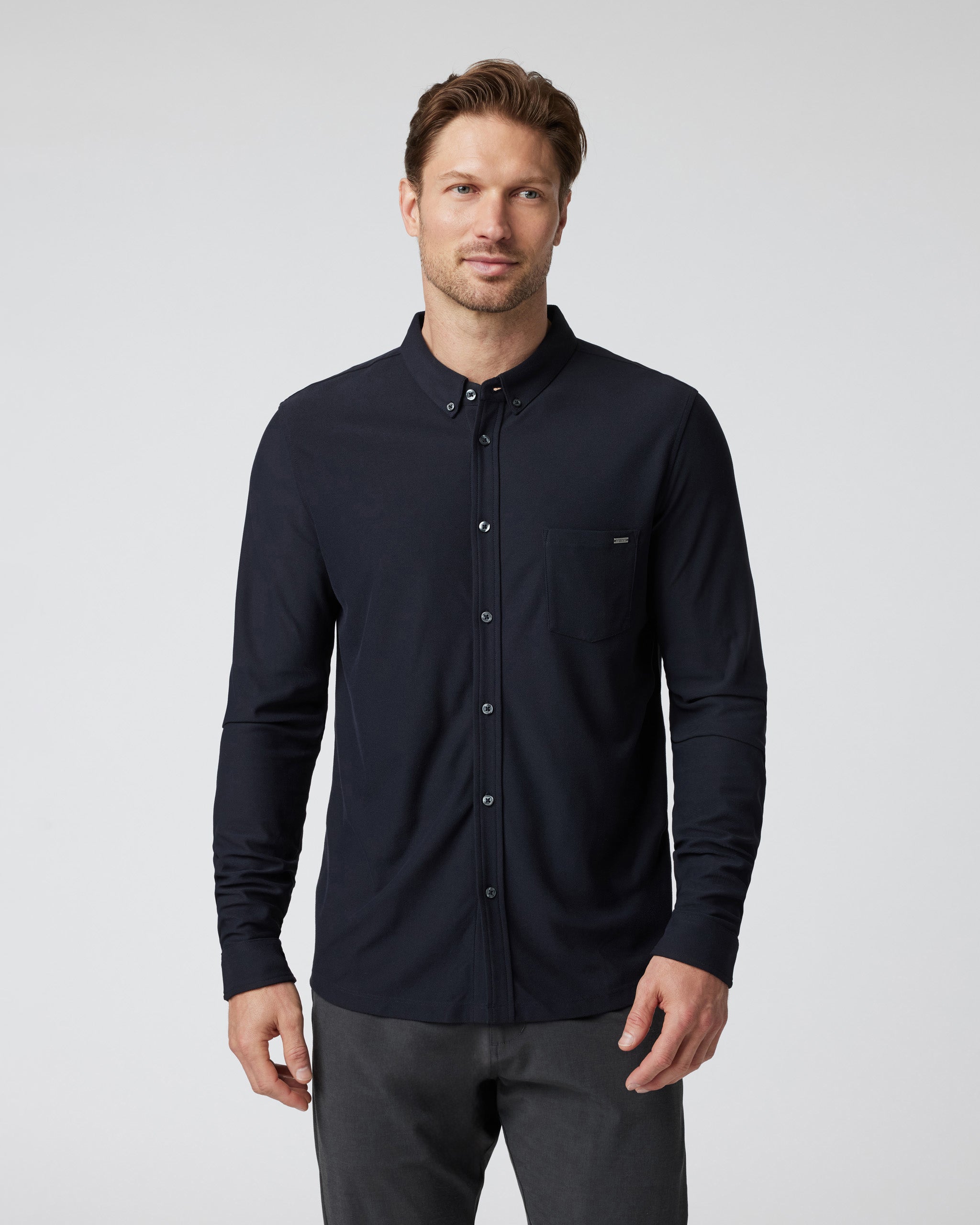 Long Sleeve Ace Button Down | Black