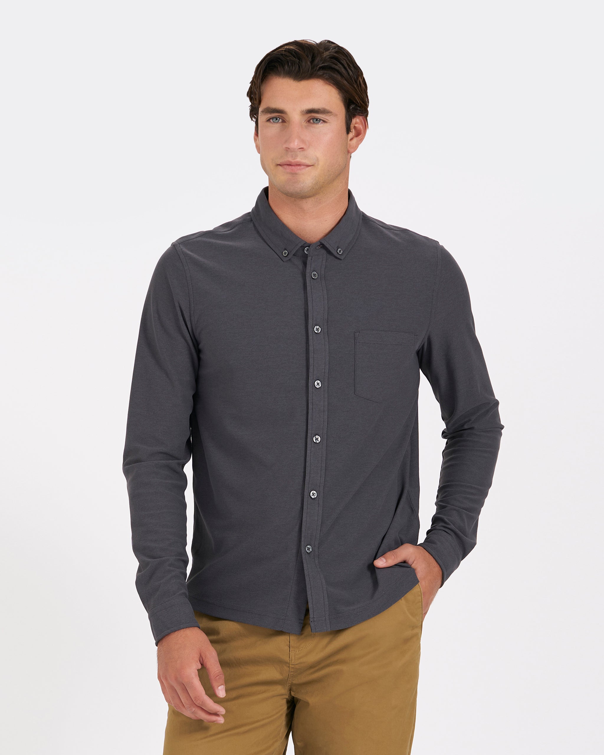 Long Sleeve Ace Button-Down | Charcoal