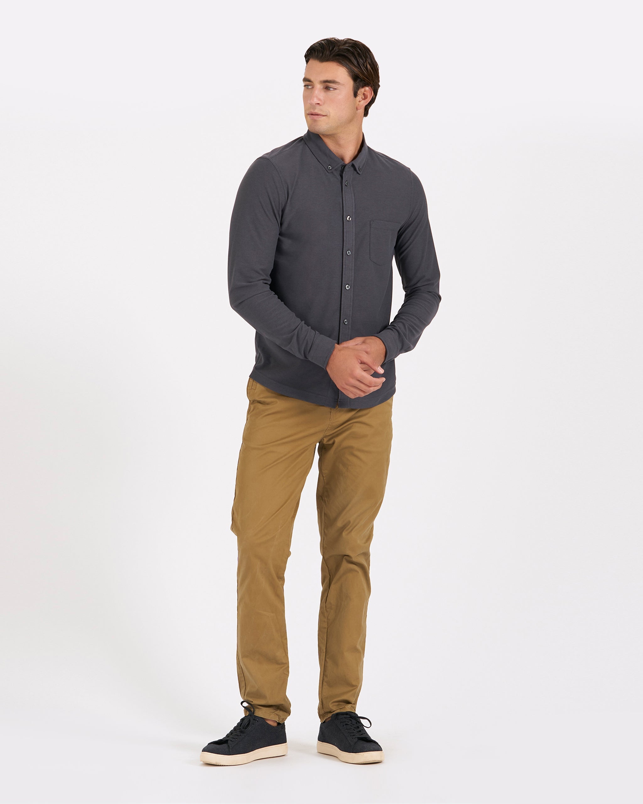 Long Sleeve Ace Button-Down | Charcoal