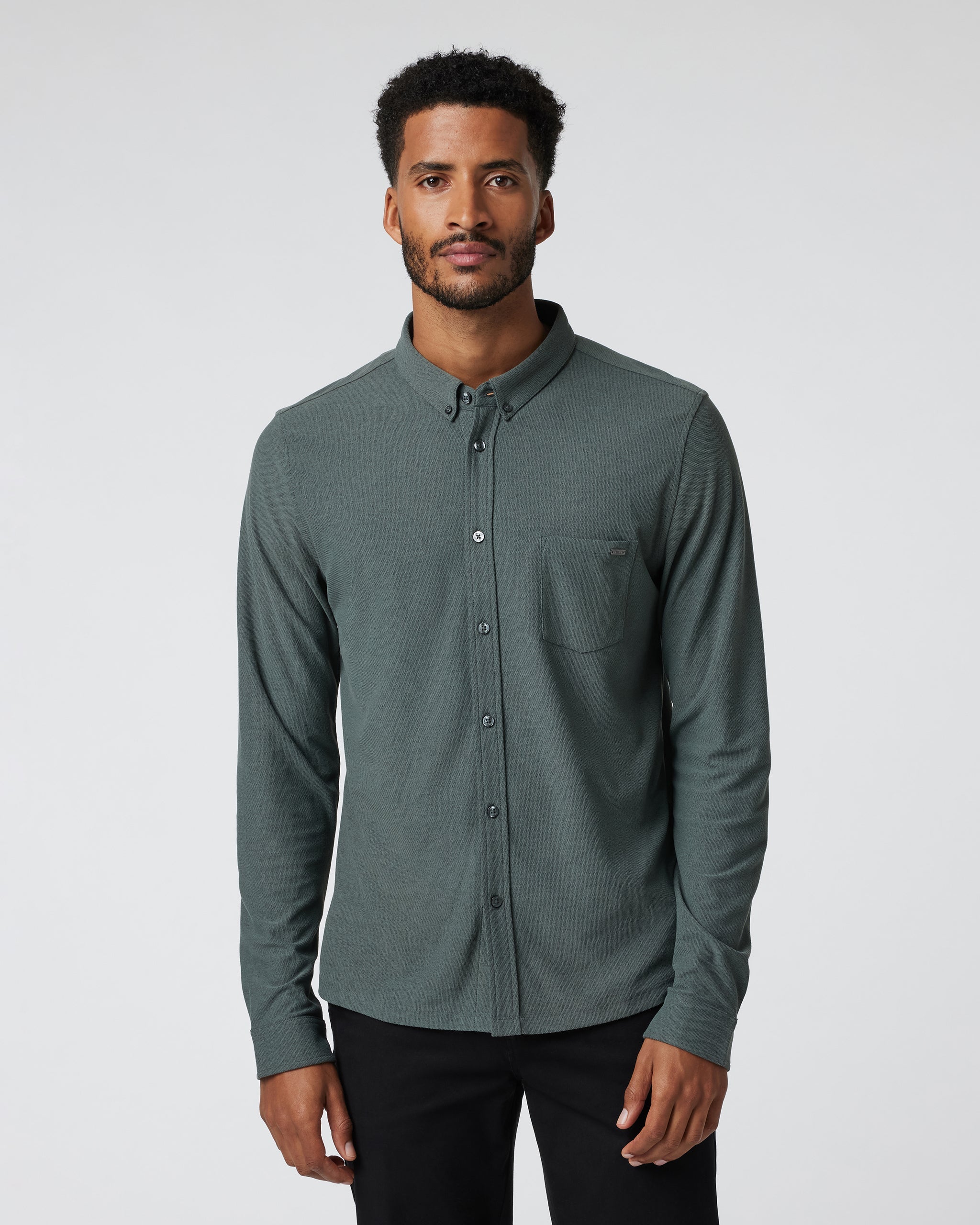 Long Sleeve Ace Button-Down | Smoked Beryl