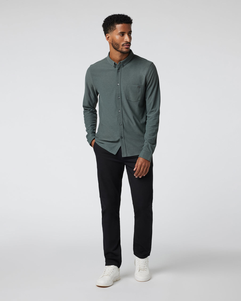 Long Sleeve Ace Button-Down | Smoked Beryl
