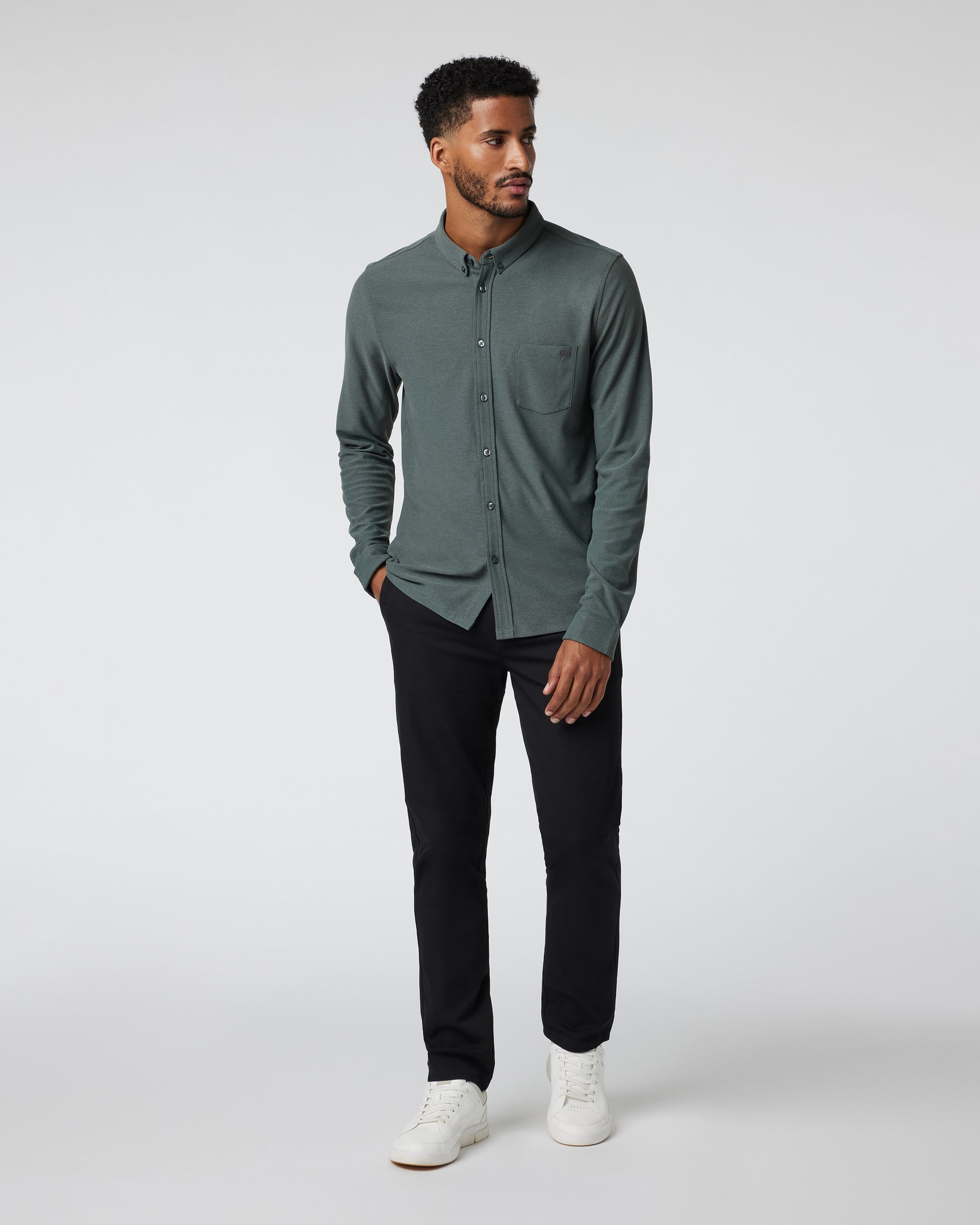 Long Sleeve Ace Button-Down | Smoked Beryl