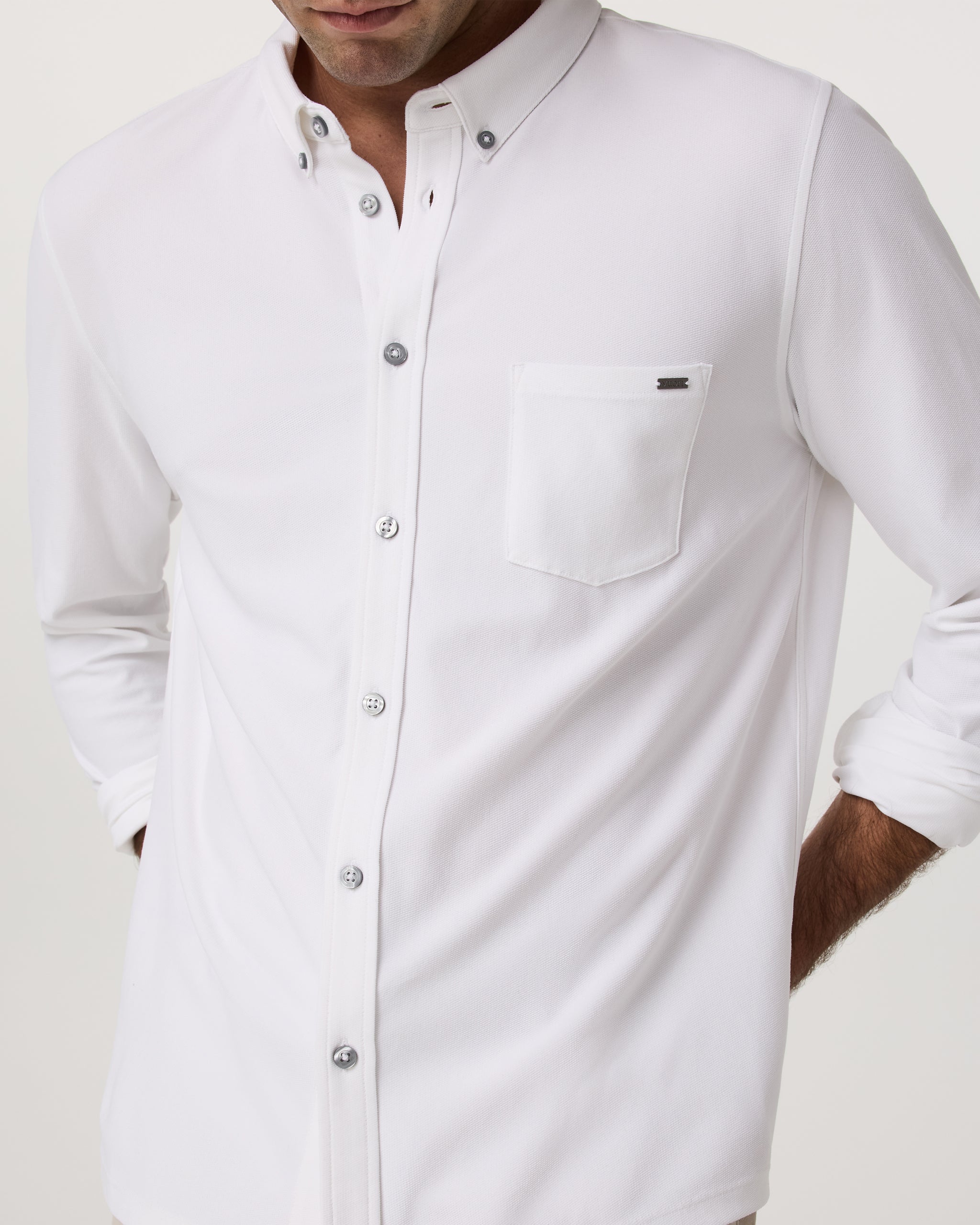 Long Sleeve Ace Button-Down | White