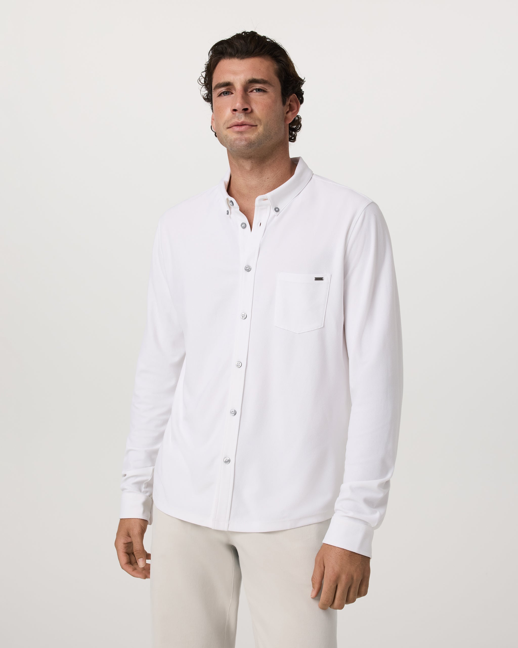 Long Sleeve Ace Button-Down | White