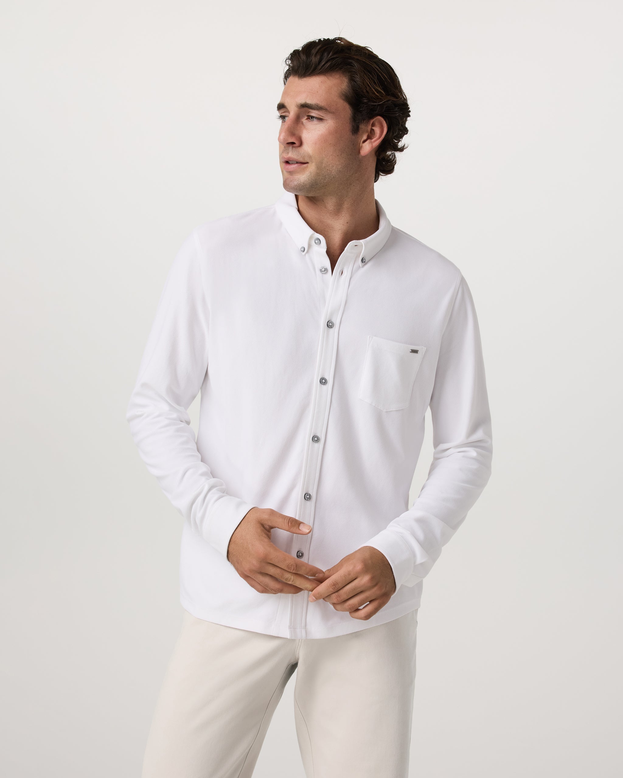 Long Sleeve Ace Button-Down | White