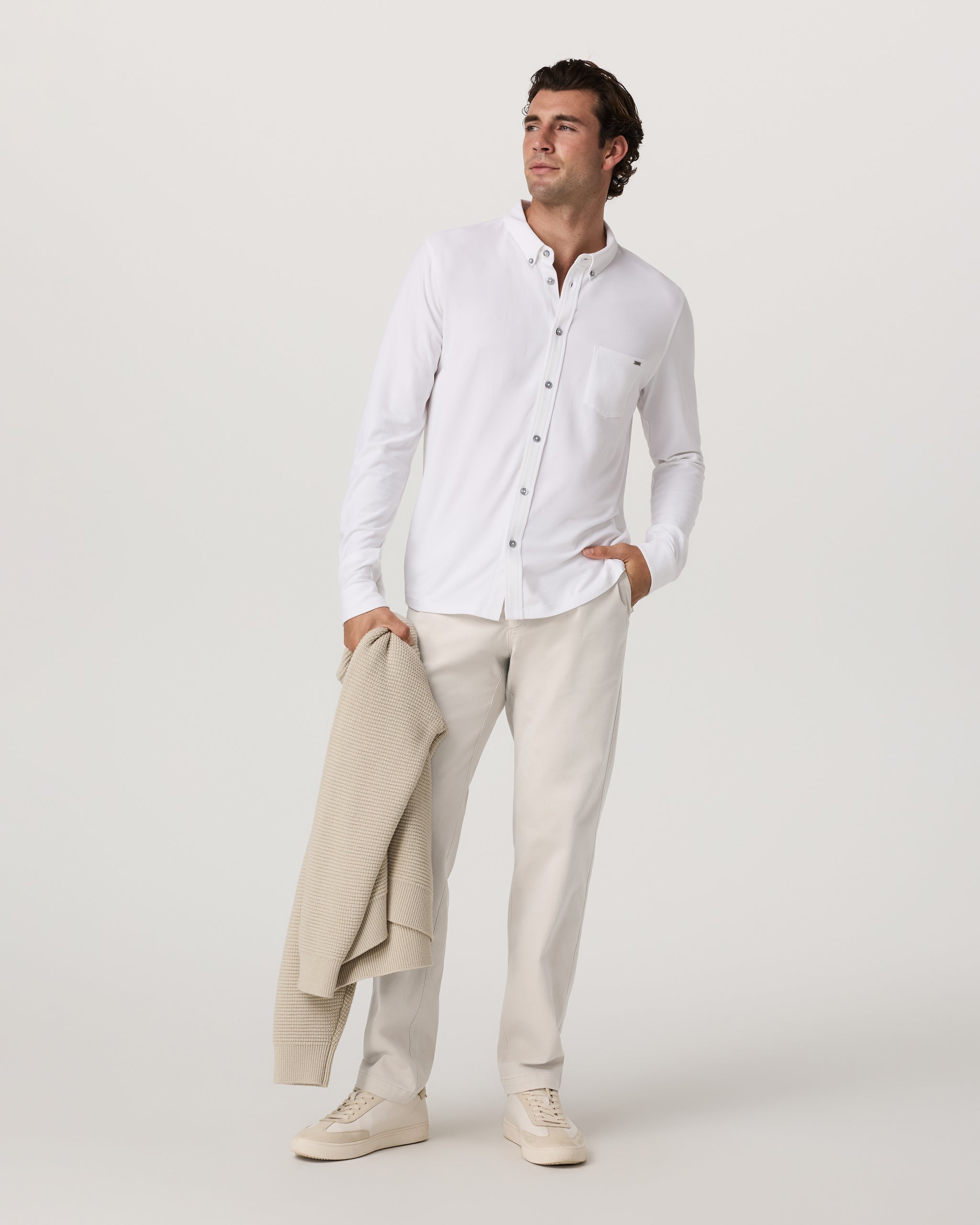 Long Sleeve Ace Button-Down | White