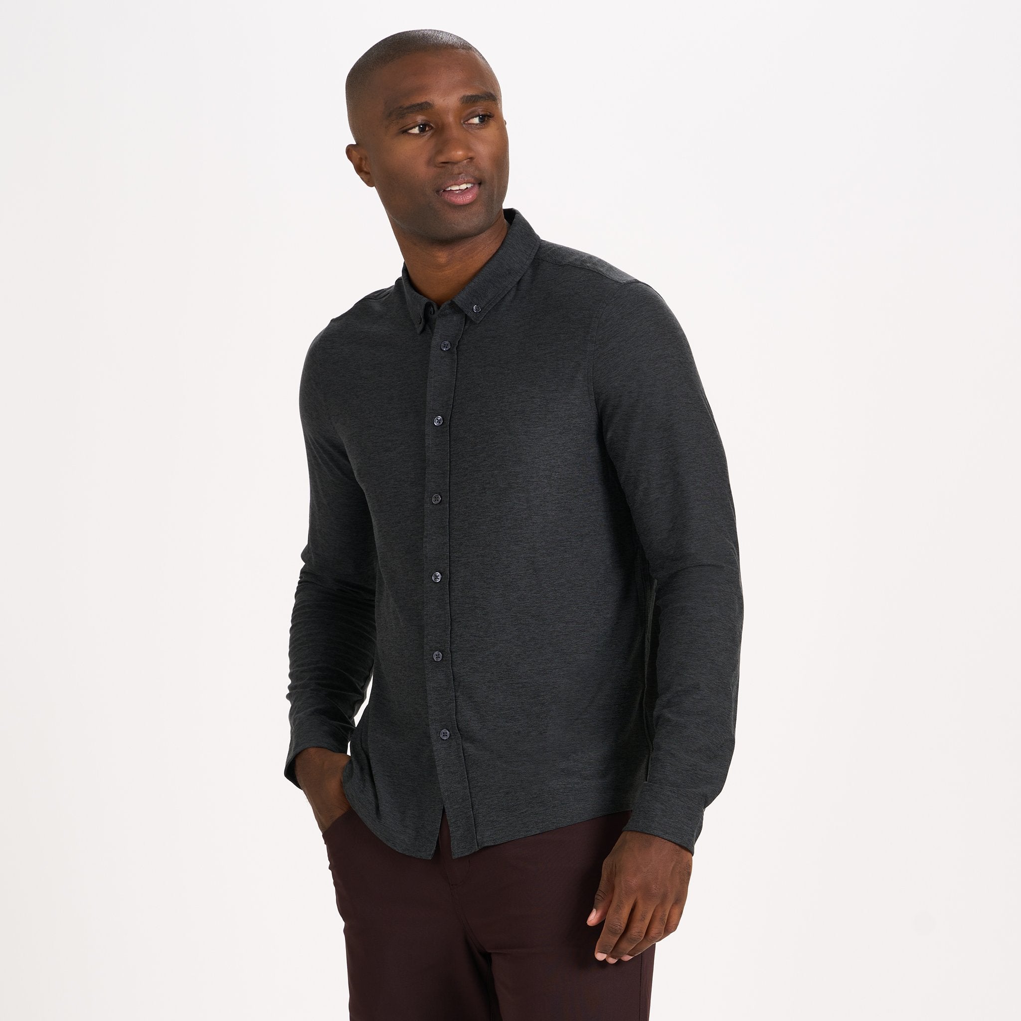 Long Sleeve Strato Button-Down | Charcoal Heather