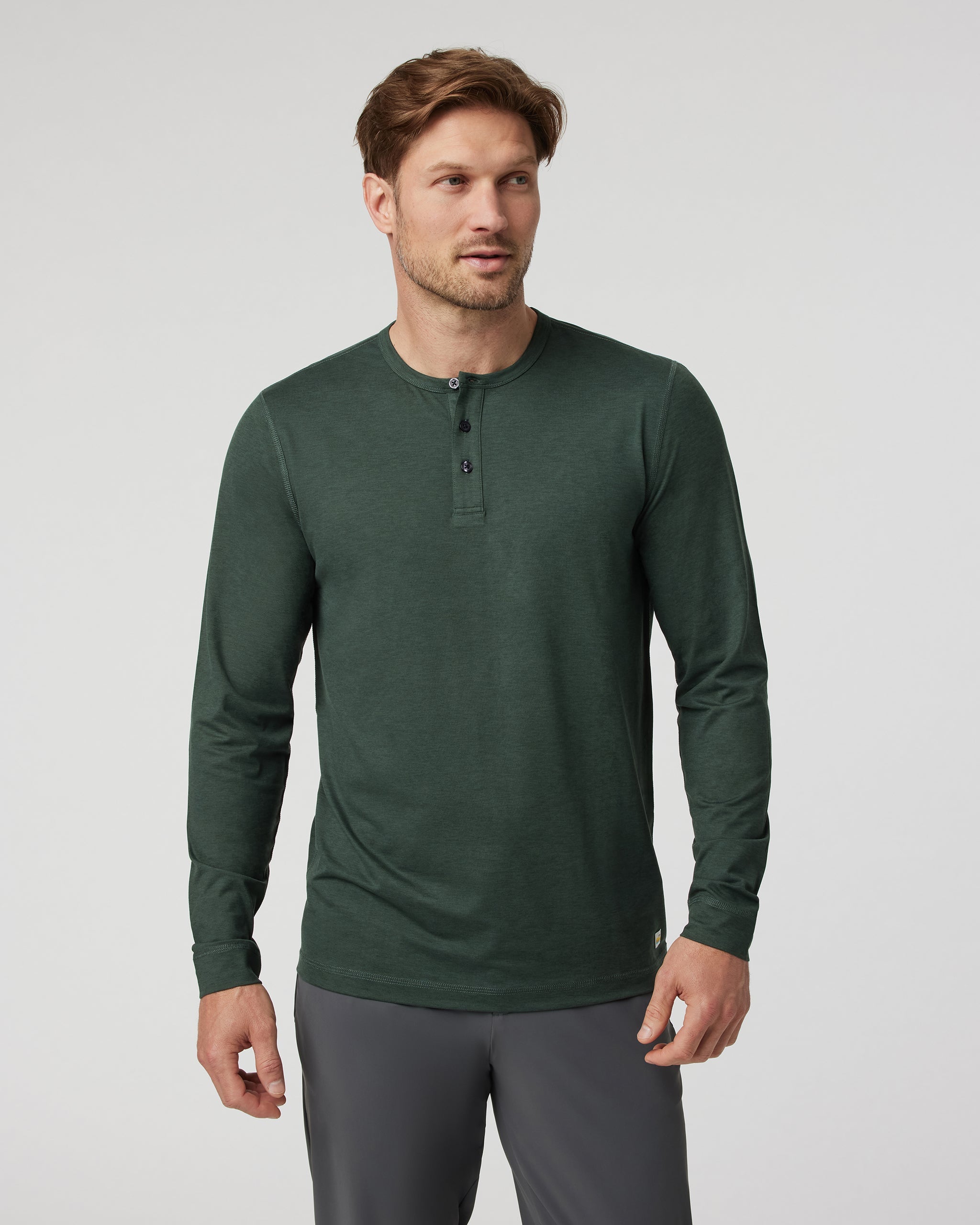 Long-Sleeve Ease Performance Henley | Aspen Heather