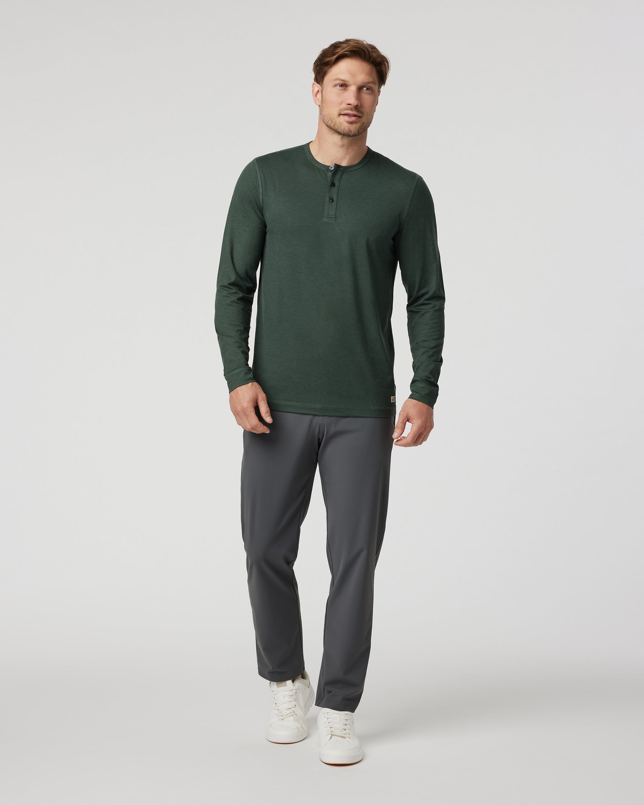 Long-Sleeve Ease Performance Henley | Aspen Heather