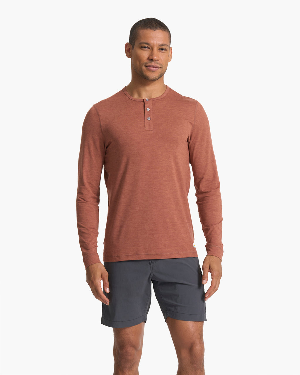 Long-Sleeve Ease Performance Henley | Copper Heather