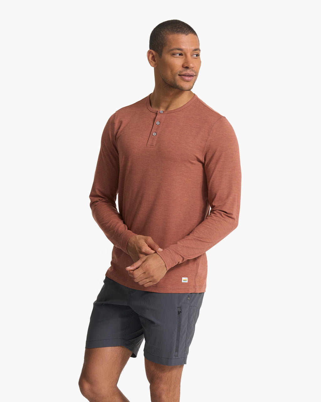 Long-Sleeve Ease Performance Henley | Copper Heather