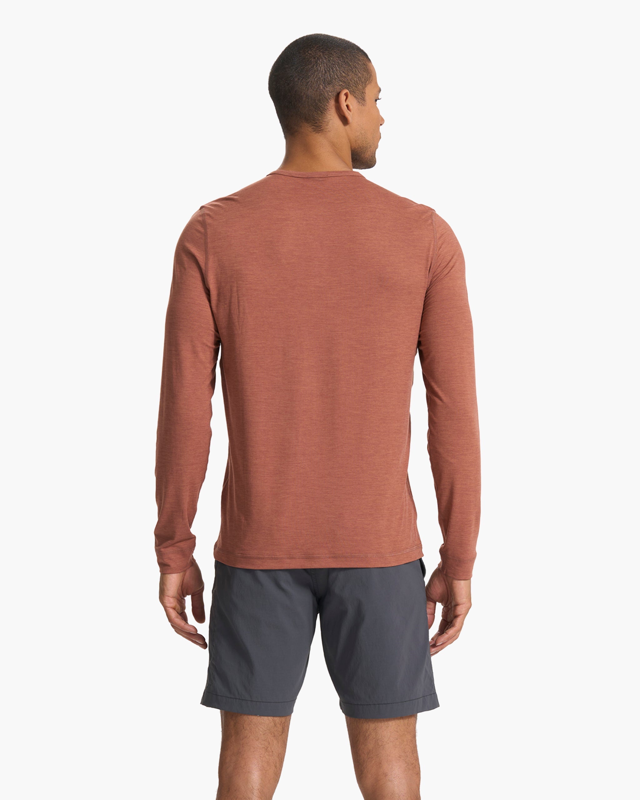 Long-Sleeve Ease Performance Henley | Copper Heather