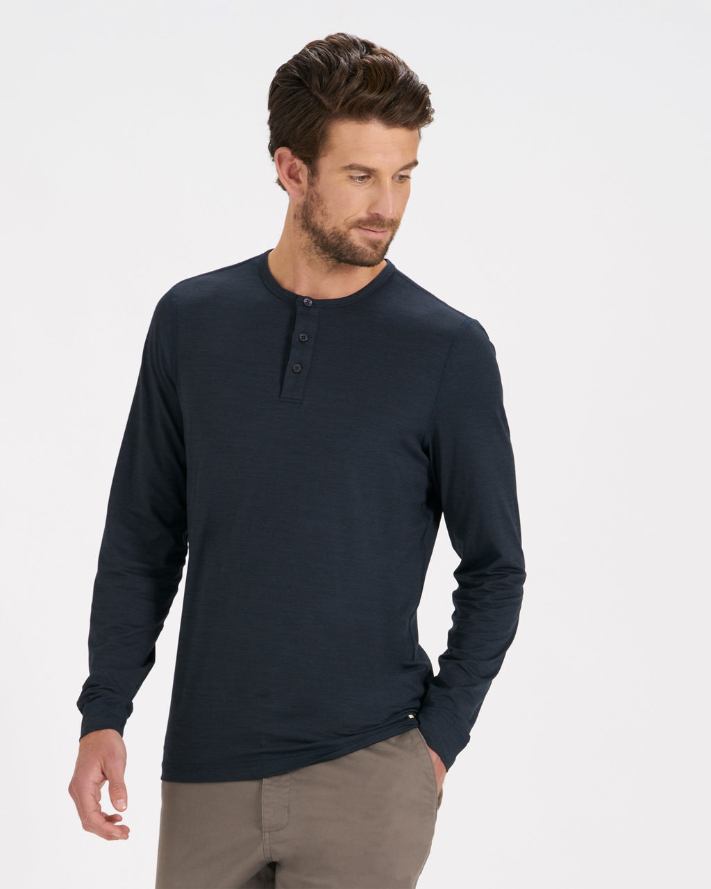 Long-Sleeve Ease Performance Henley | Ink Heather