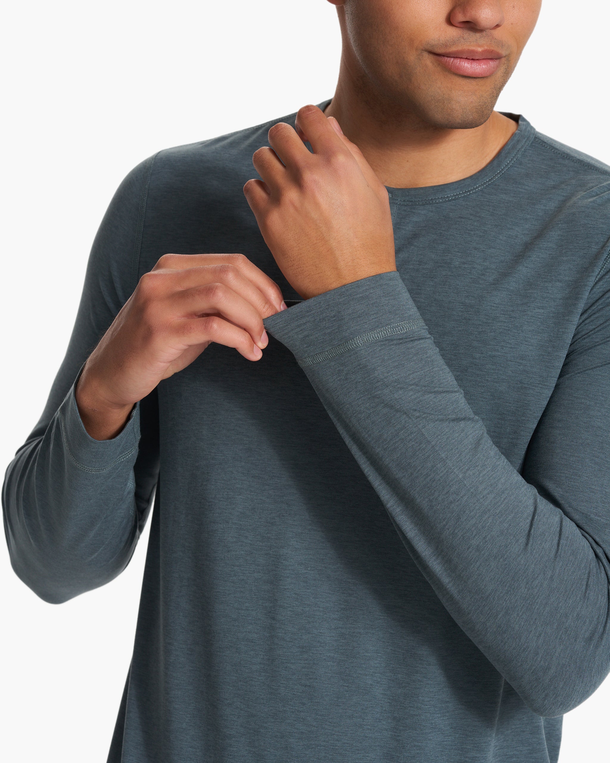 Long-Sleeve Ease Performance Henley | Lake Heather