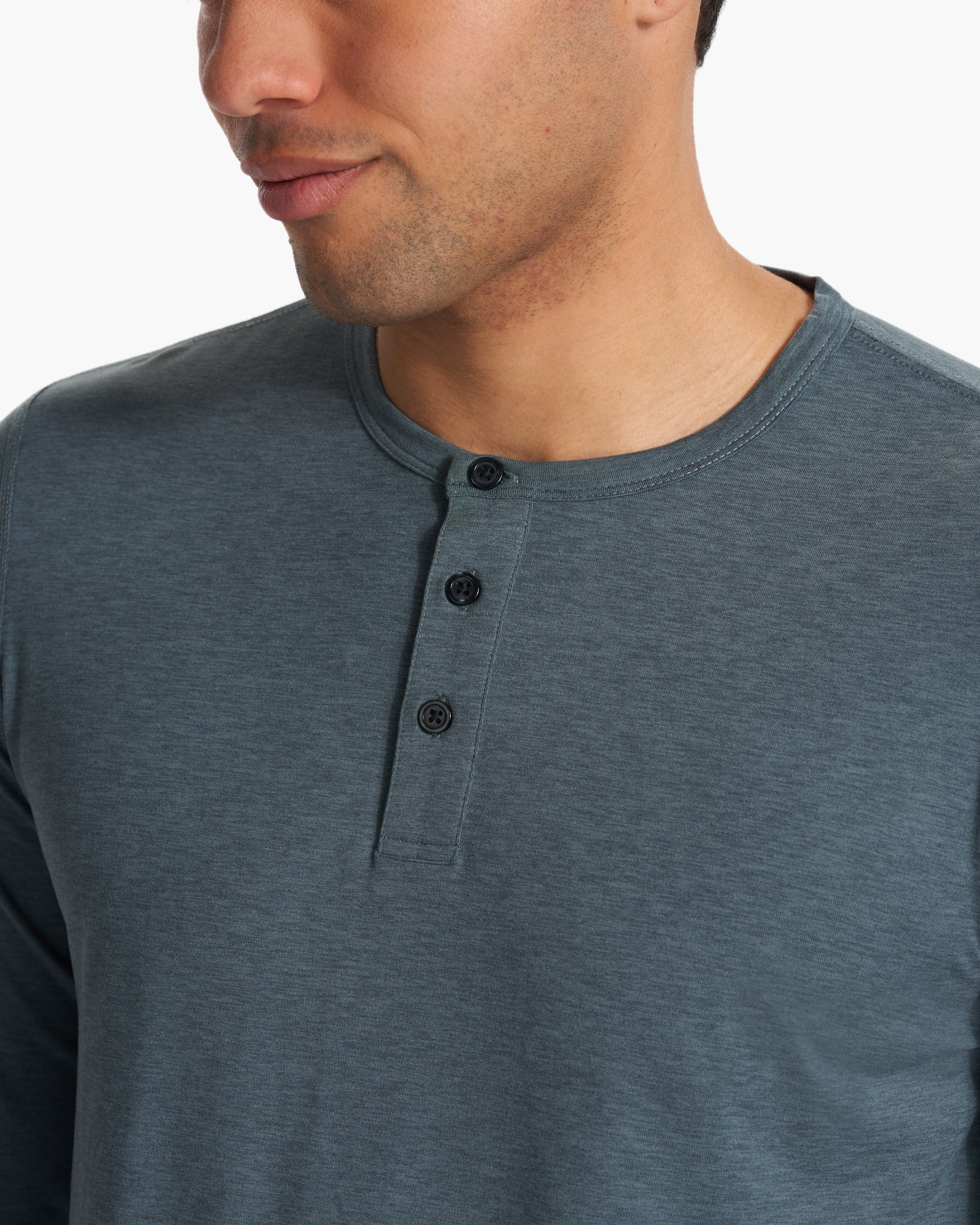 Long-Sleeve Ease Performance Henley | Lake Heather